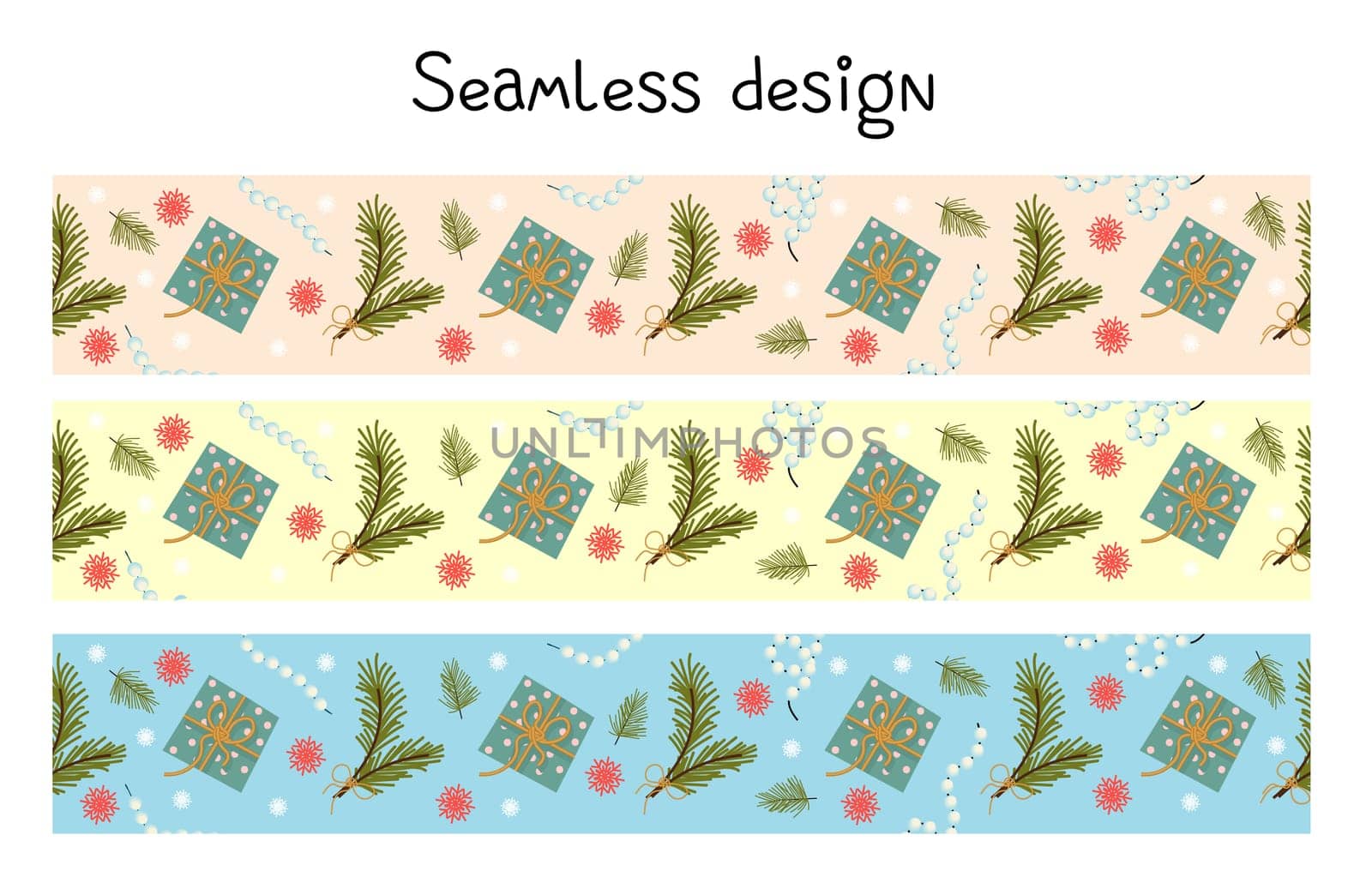 Trending colors New Year and Christmas 2021. Festive ribbon for gift wrapping. Seamless border, tape repeating.