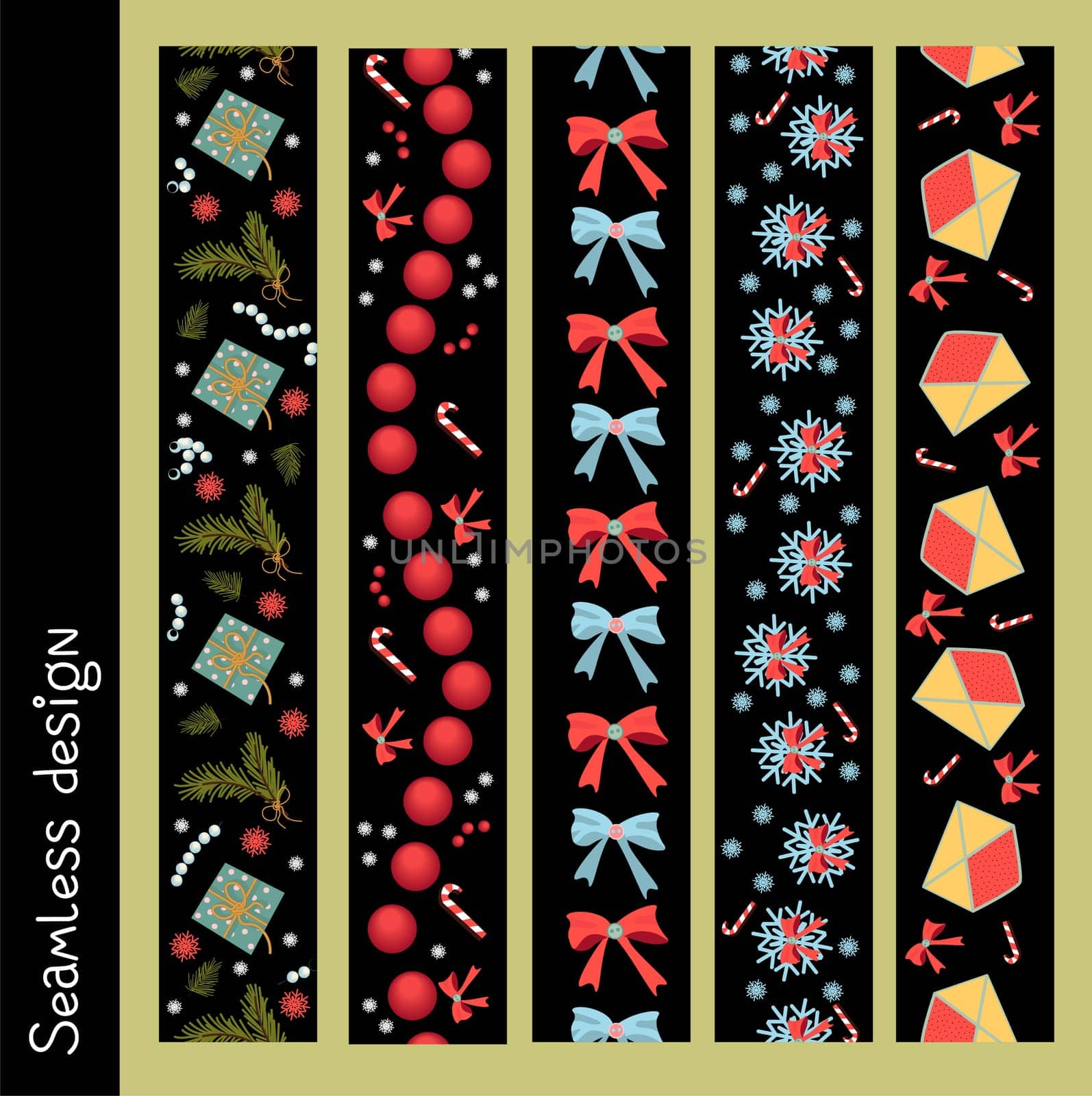 Festive border, template set. A large collection of congratulatory borders, ornaments, brushes. Abstract geometric dividers, sseasonal symbols design elements.