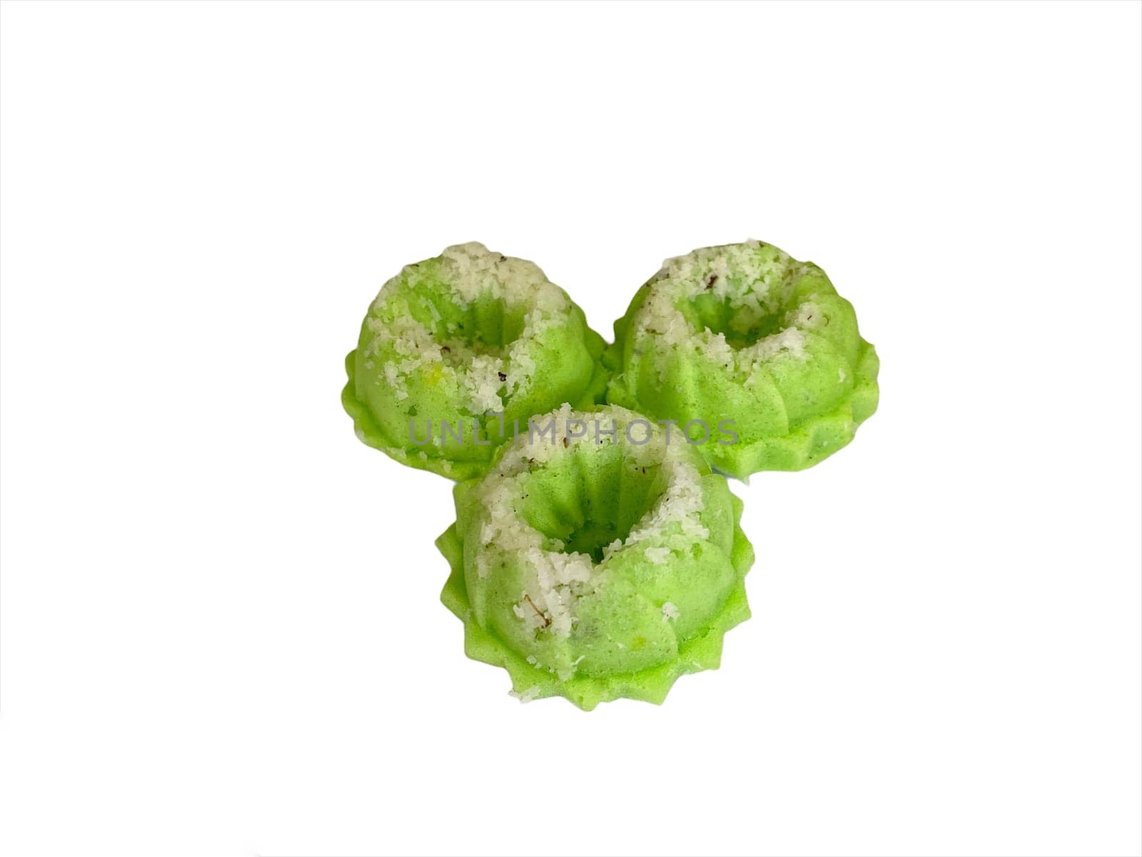 Pandan chiffon cake or Cake Pandan isolated on white background