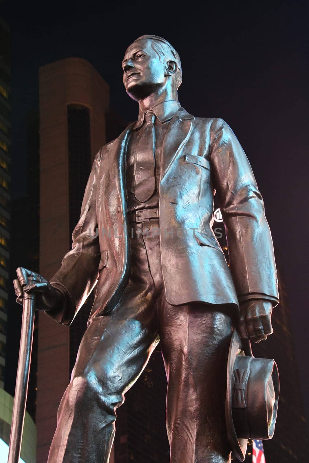 Monument to actor,composer,director and pruducent George M. Cohan in New York's Times Square in Manhattan in the Theater District.
