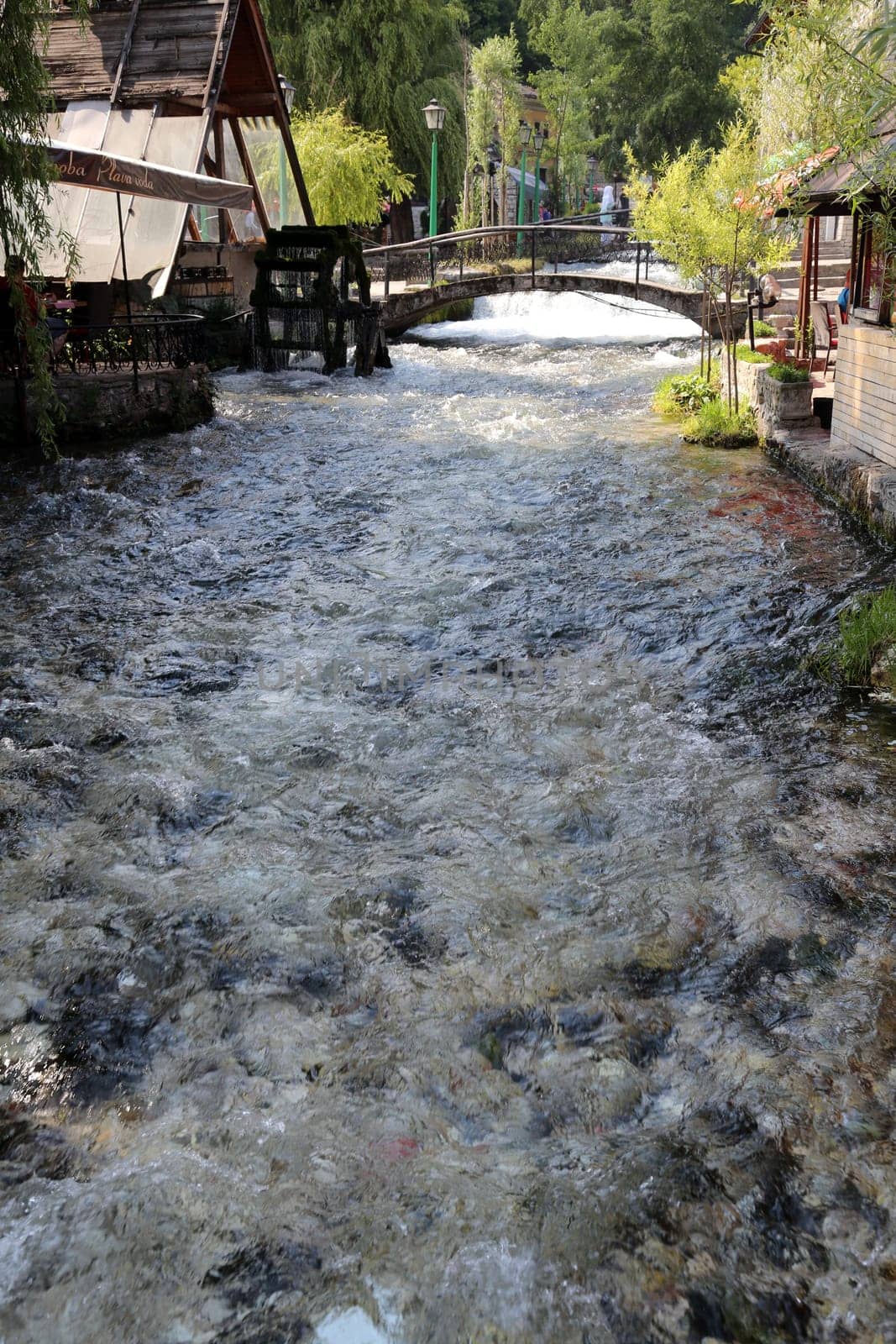 Blue water river in Travnik, Bosnia and Herzegovina