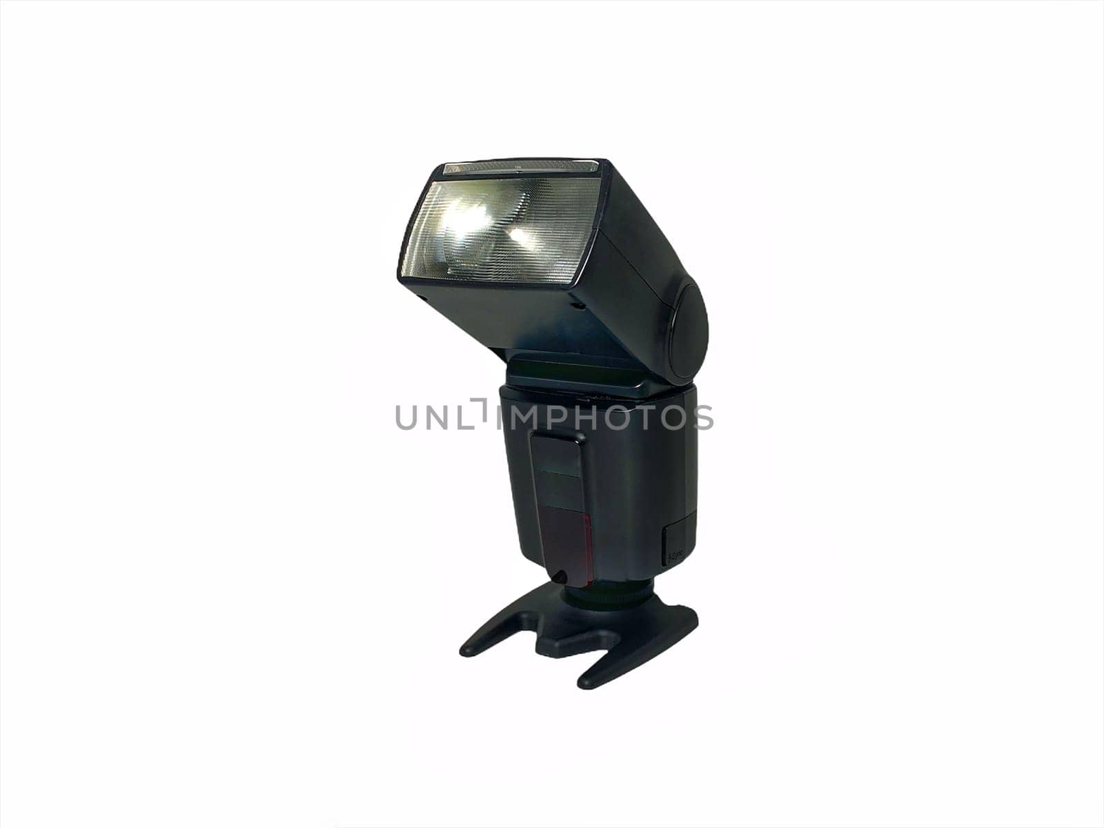 Camera flashgun isolated on white background