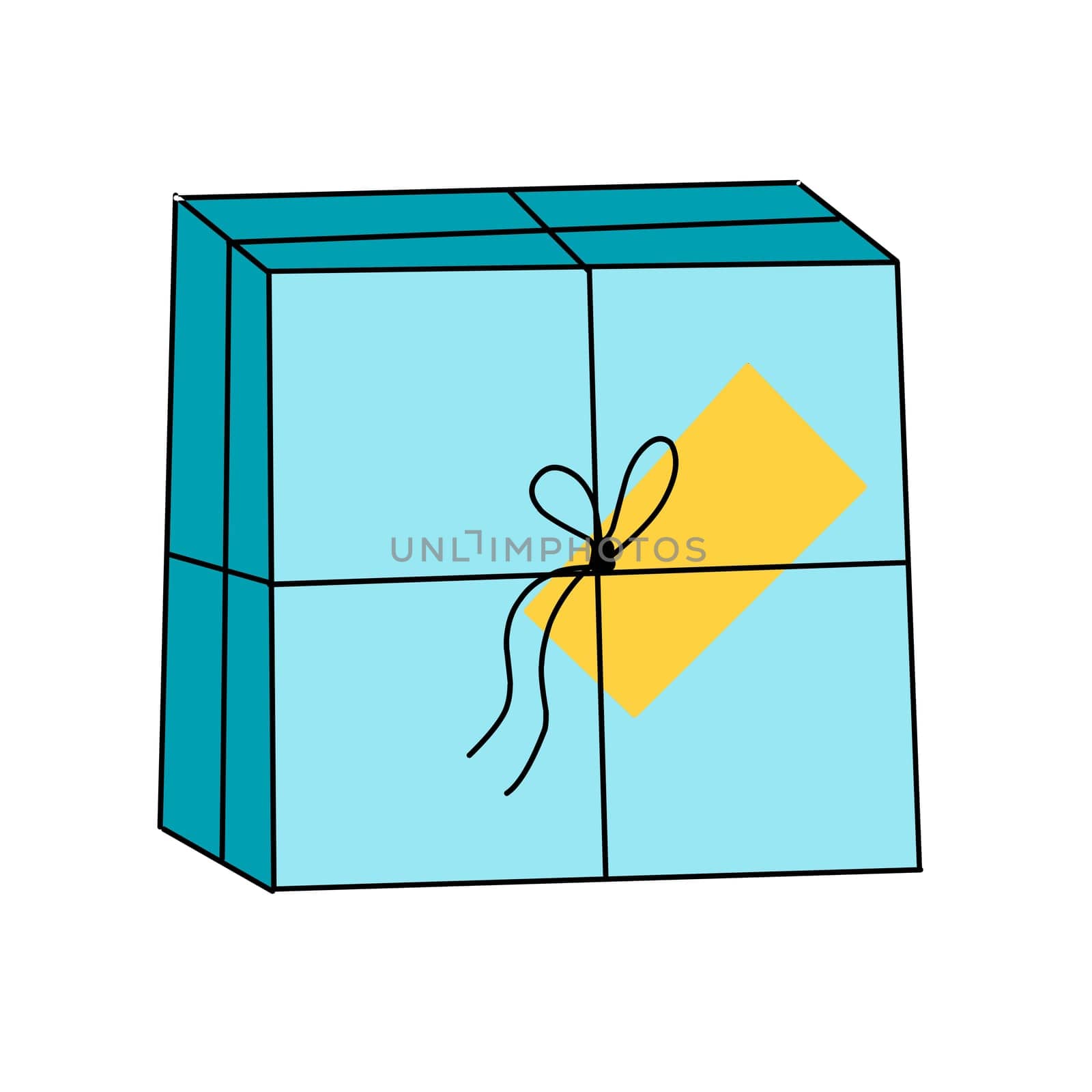 Gift box blue isolated on white. Vector illustration.