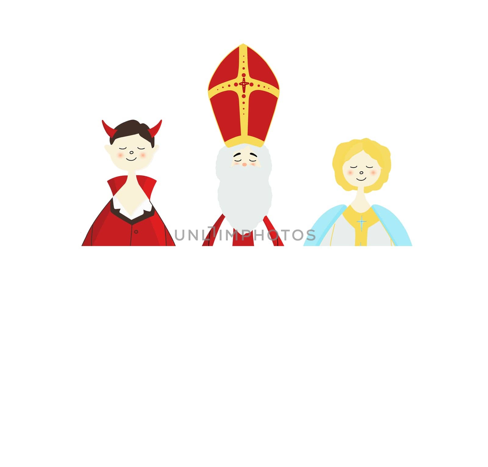 St. Nicholas Day greeting poster. Winter holiday postcard.