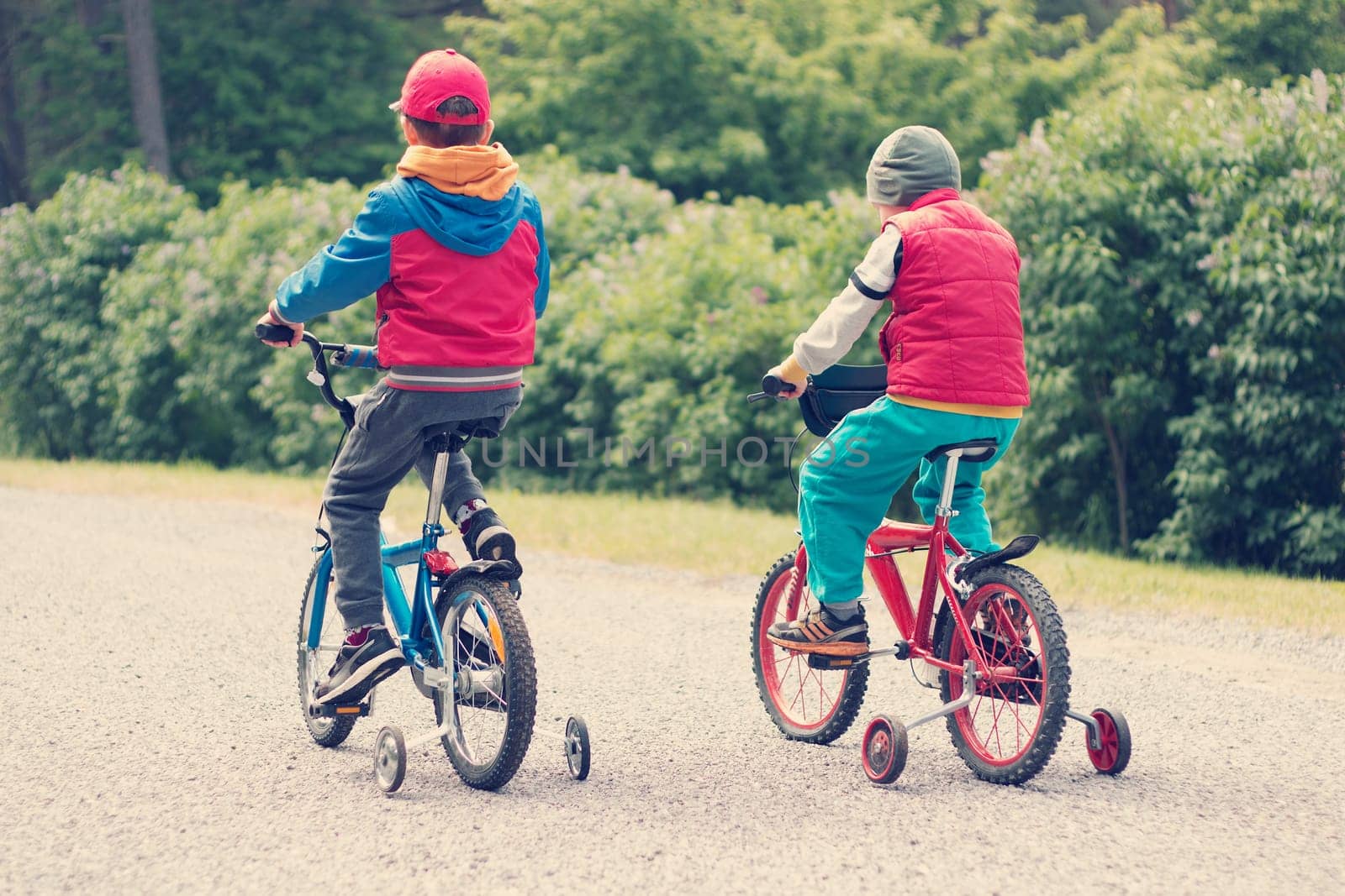 child on a bicycle at asphalt road