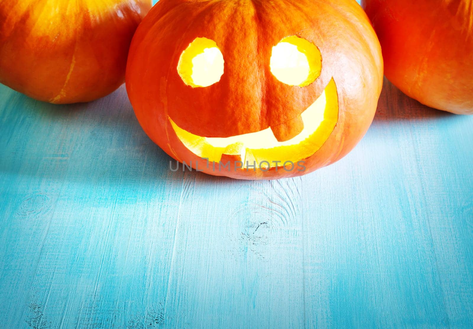 ripe pumpkins for halloween with spooky faces