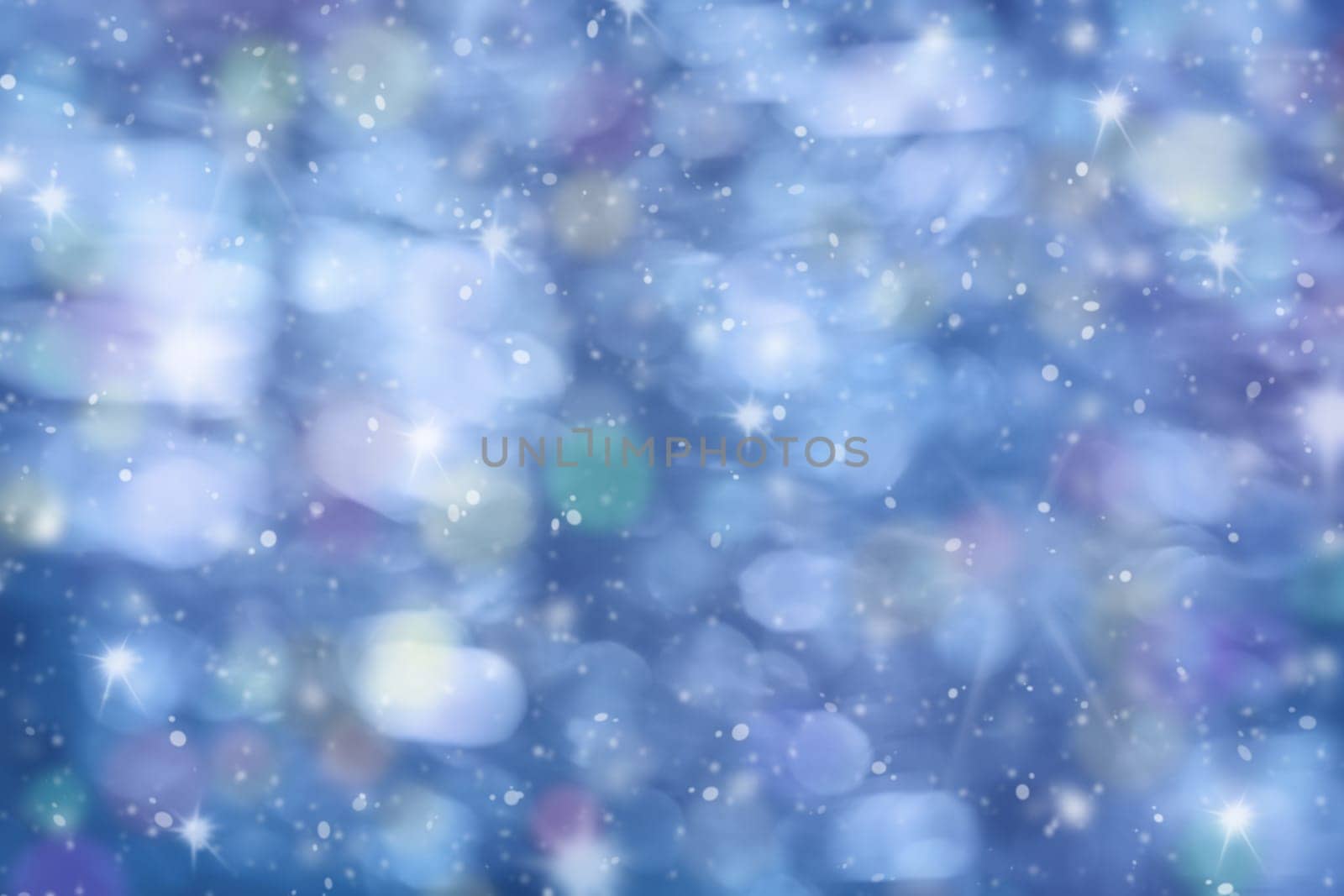 Blurred blue christmas background with beautiful bokeh