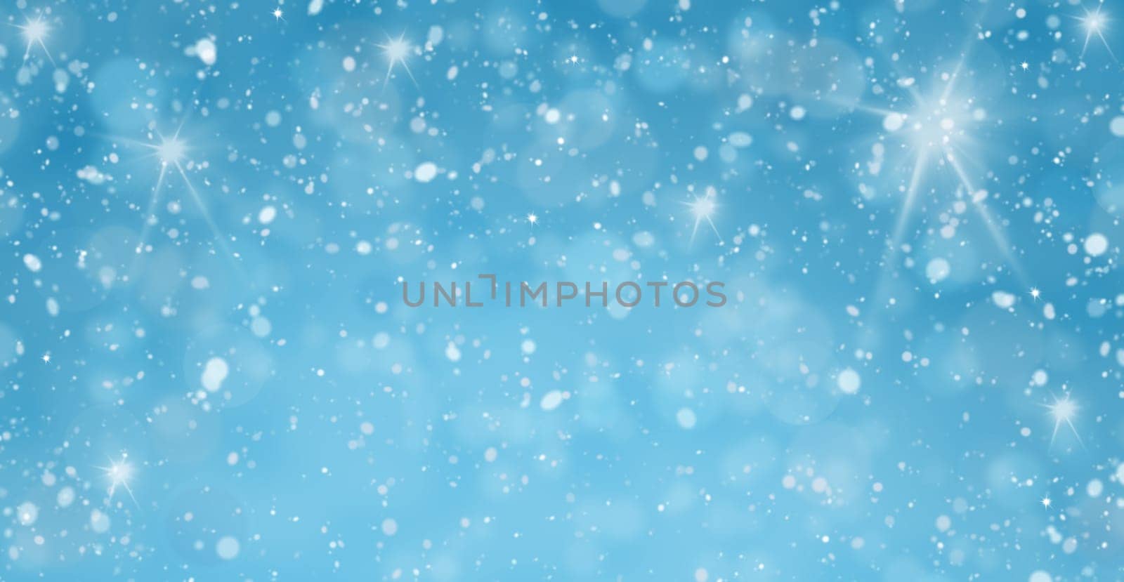 Blue christmas background with stars and snow