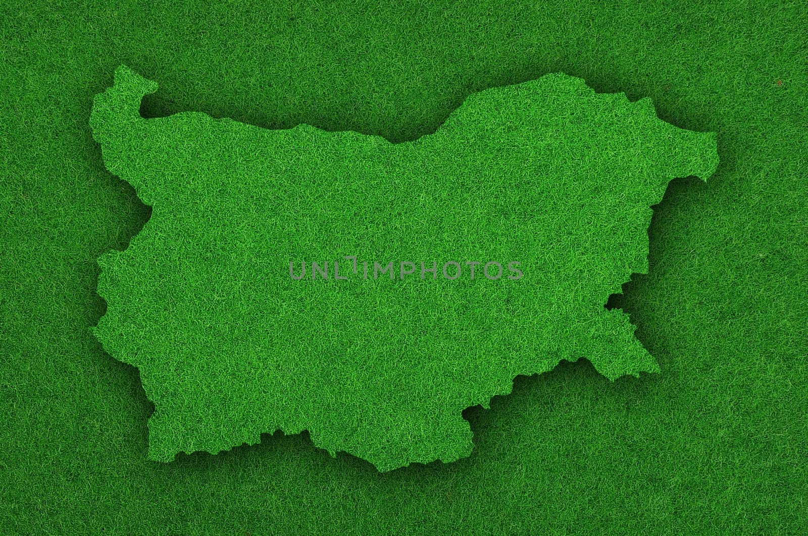 Map of Bulgaria on green felt