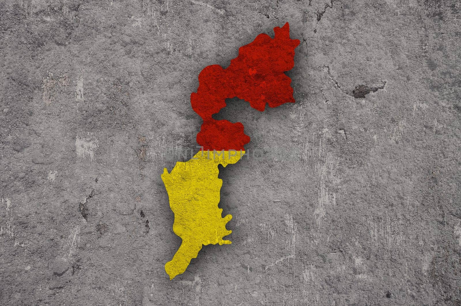 Map and flag of Burgenland on weathered concrete