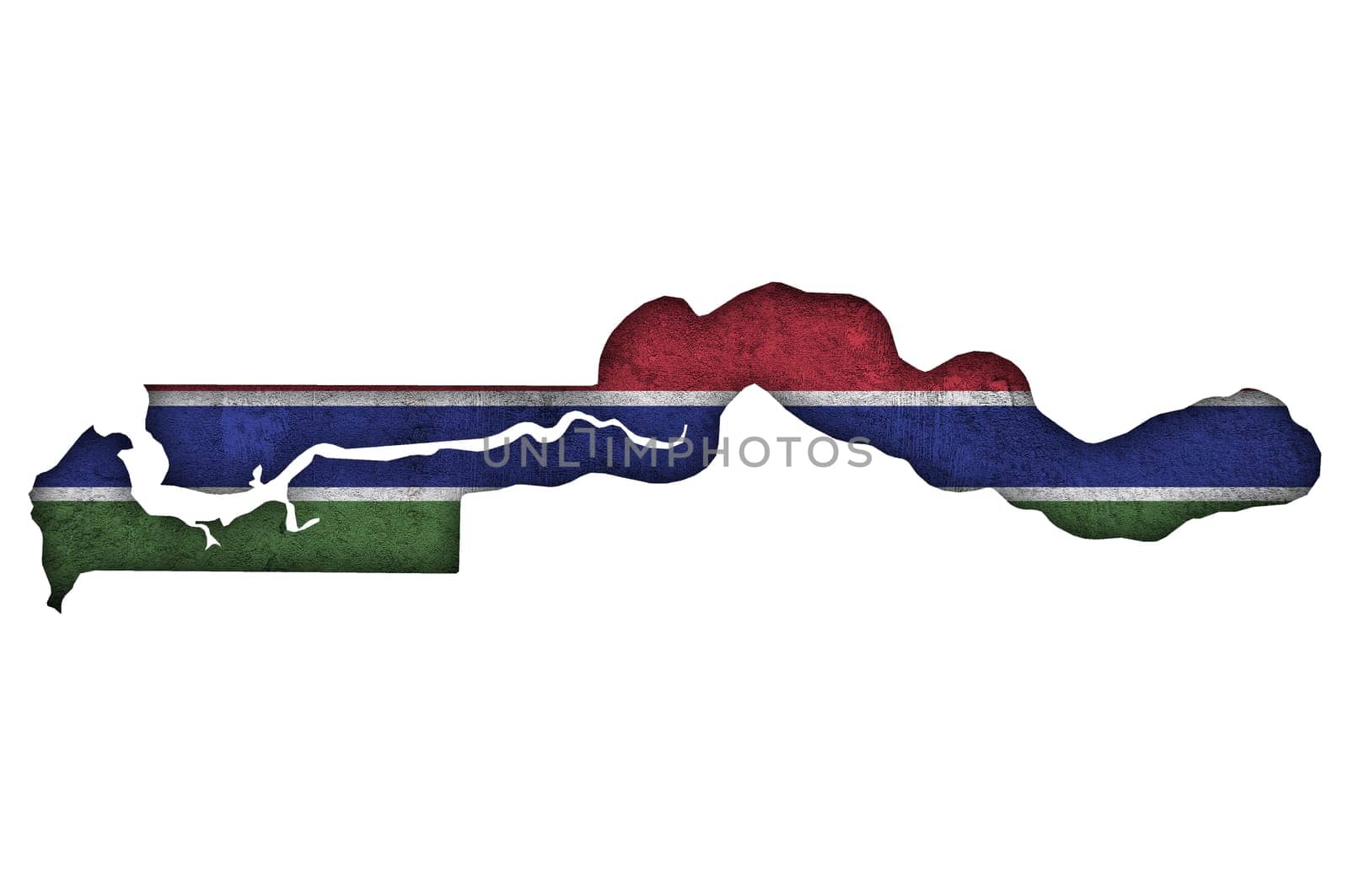 Map and flag of The Gambia on weathered concrete