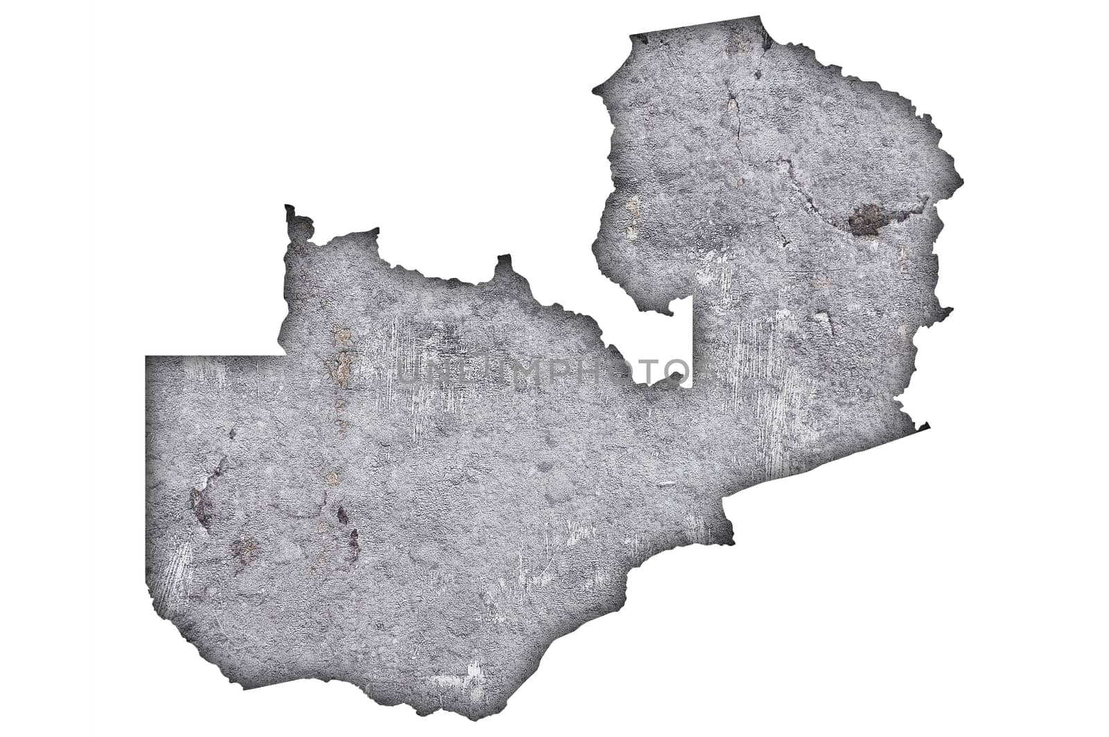 Map of Zambia on weathered concrete