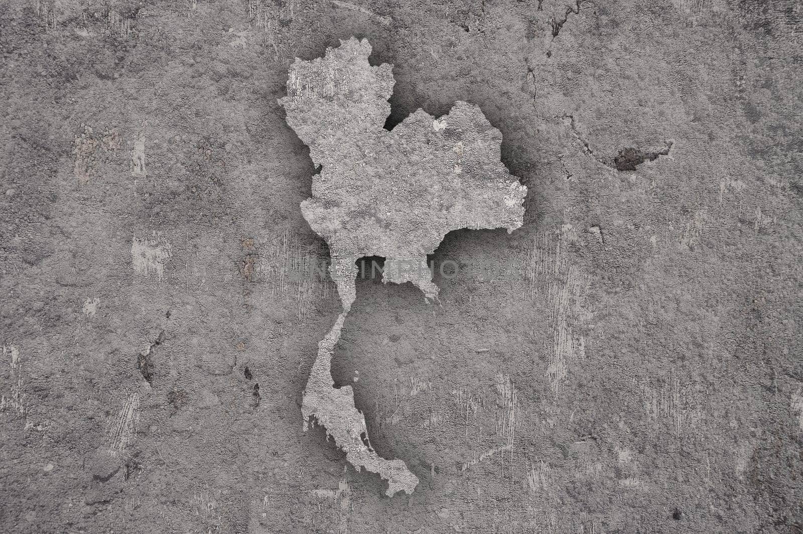 Map of Thailand on weathered concrete