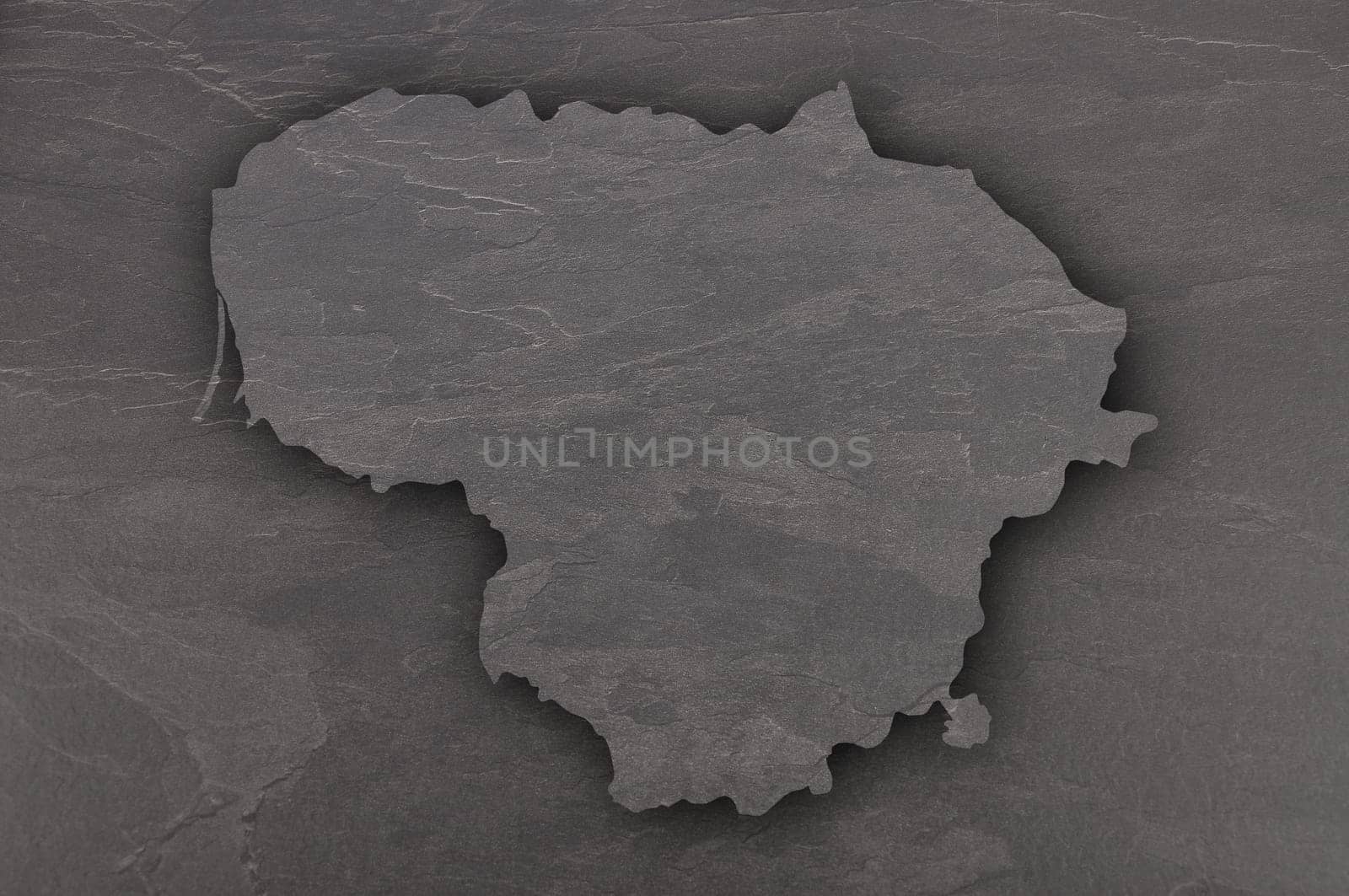 Map of Lithuania on dark slate