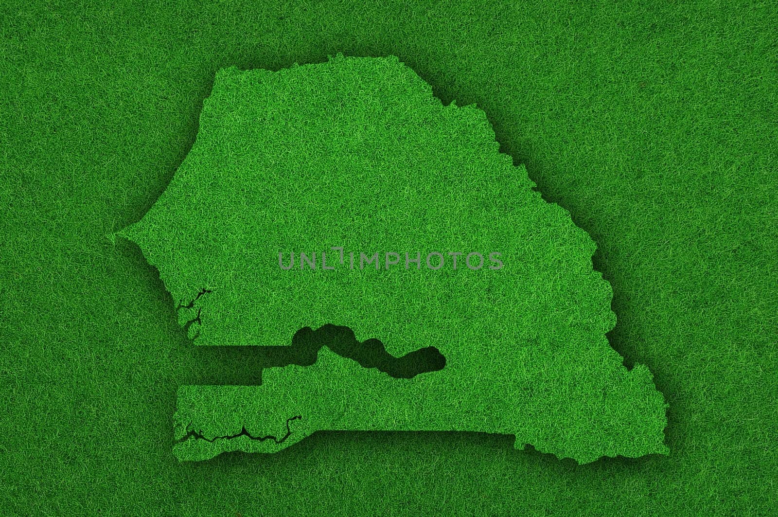 Map of Senegal on green felt