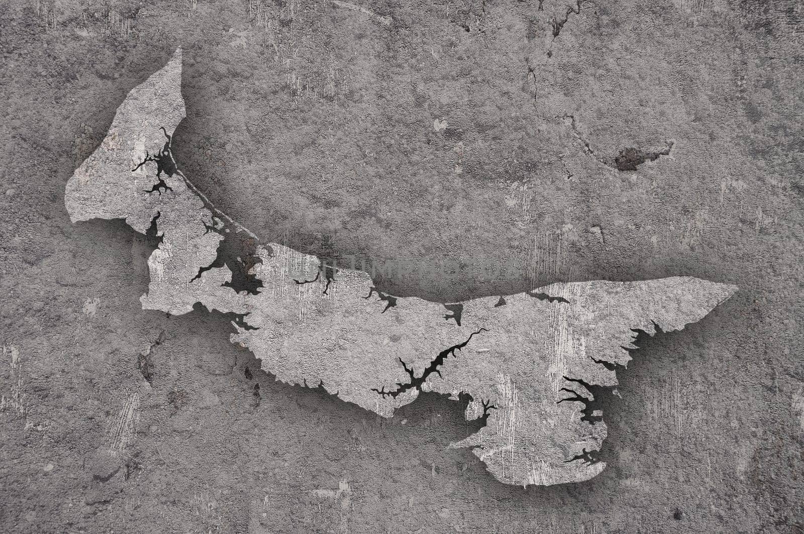 Map of Prince Edward Island on weathered concrete