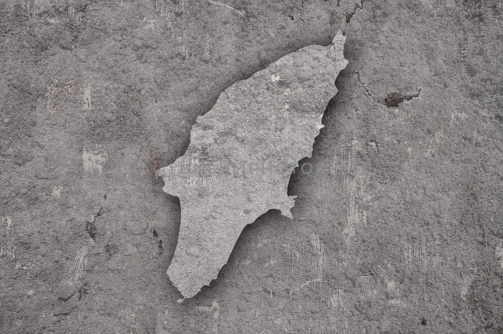 Map of Rhodes on weathered concrete