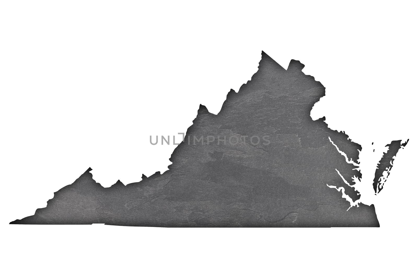 Map of Virginia on dark slate