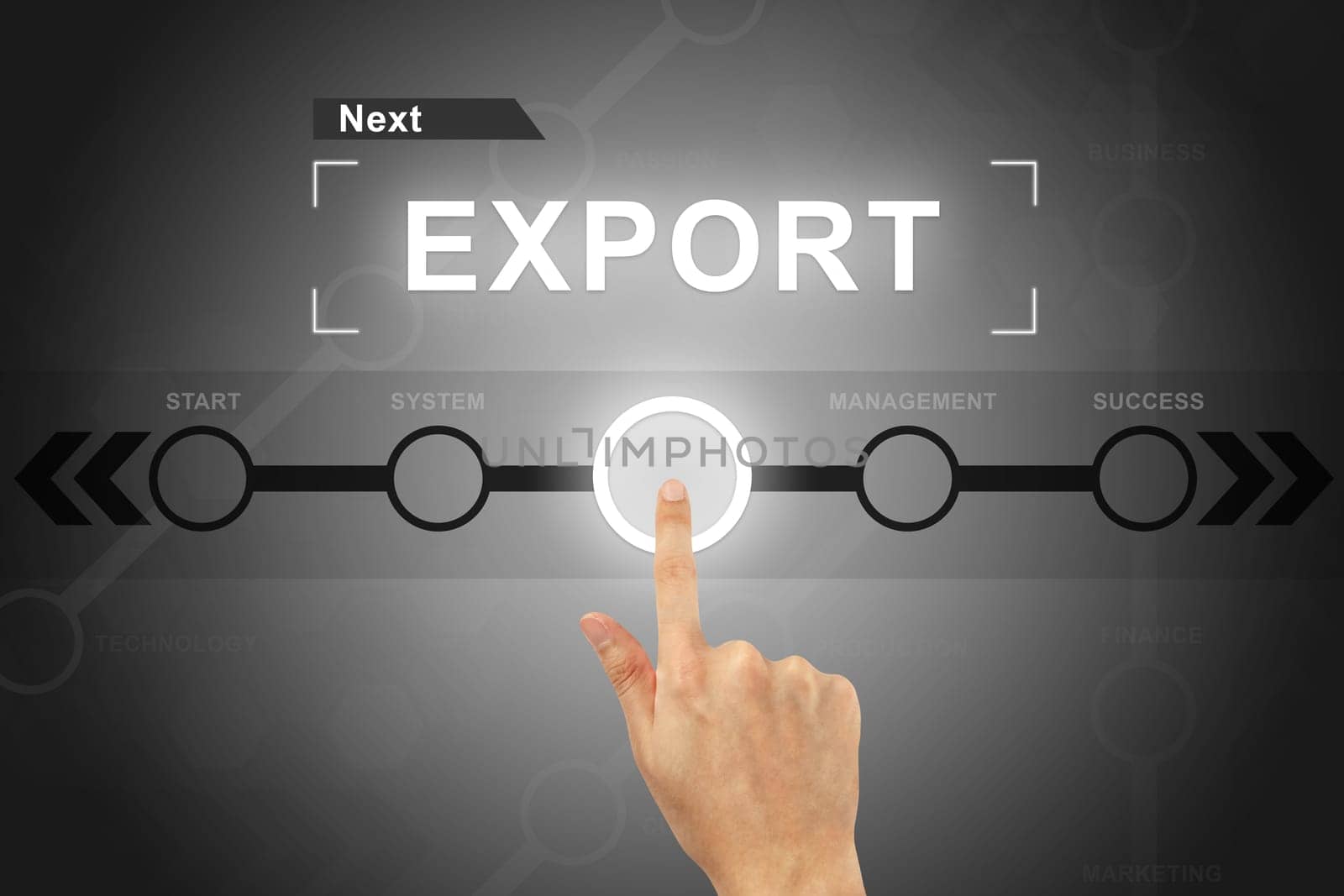 hand clicking export button on a touch screen