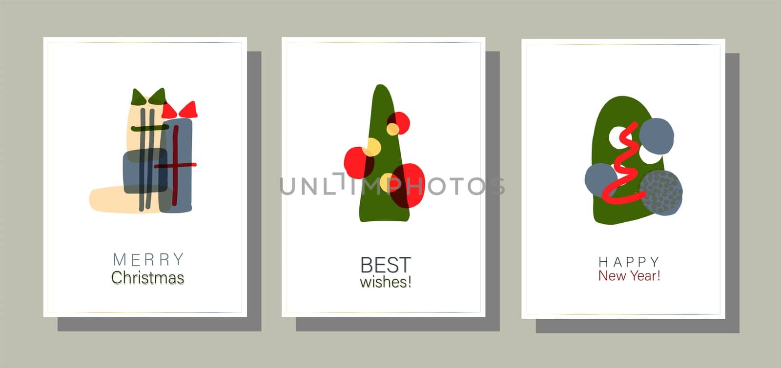 Minimalistic greeting posters. Christmas cards in the style of minimalism. Abstract shapes.