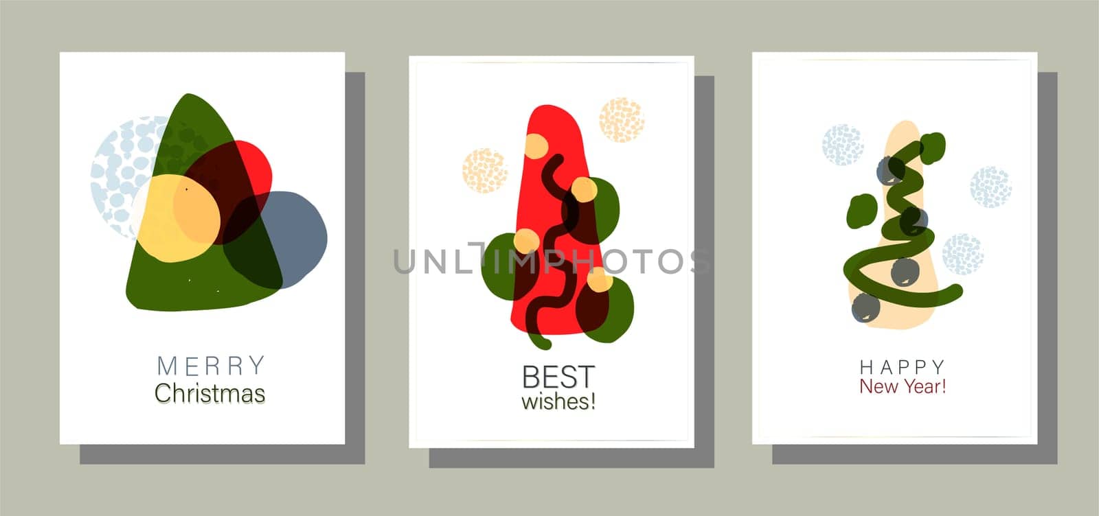 Minimalistic greeting posters. Christmas cards in the style of minimalism. Abstract shapes.
