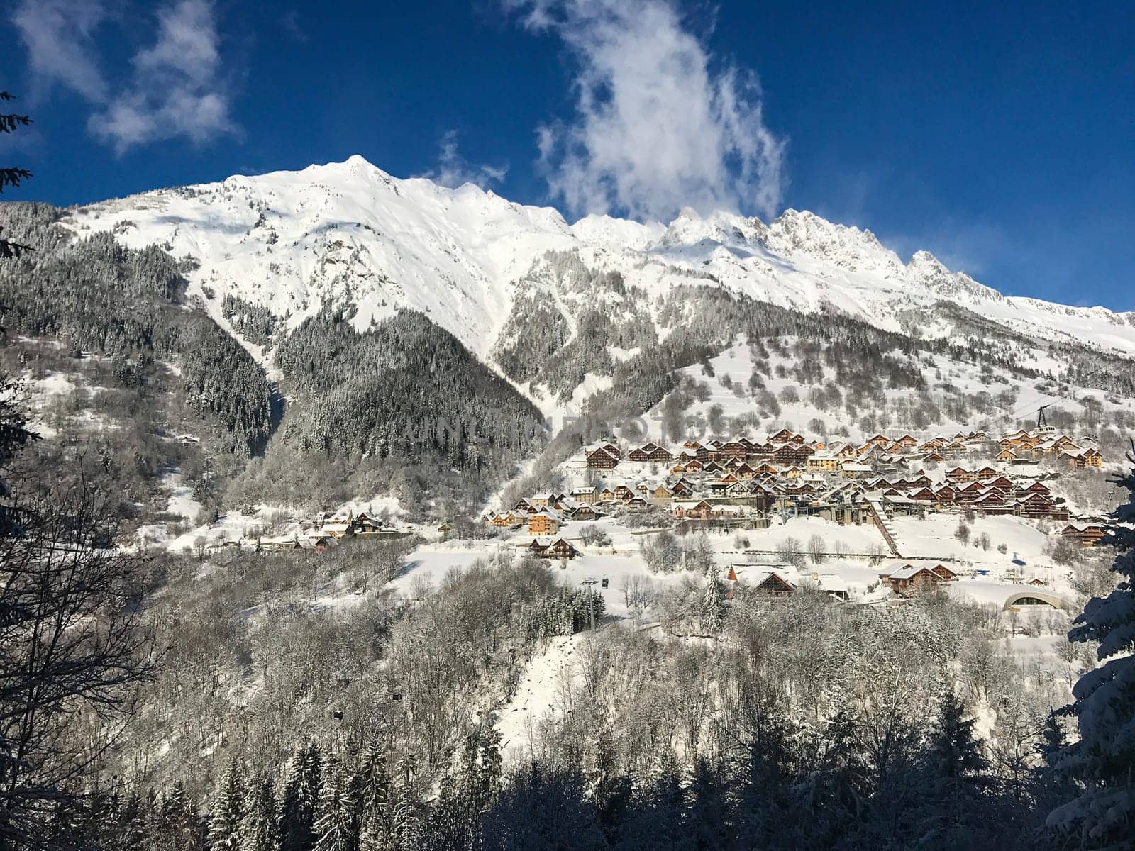 The Alpe d Huez ski domain in the French Alps