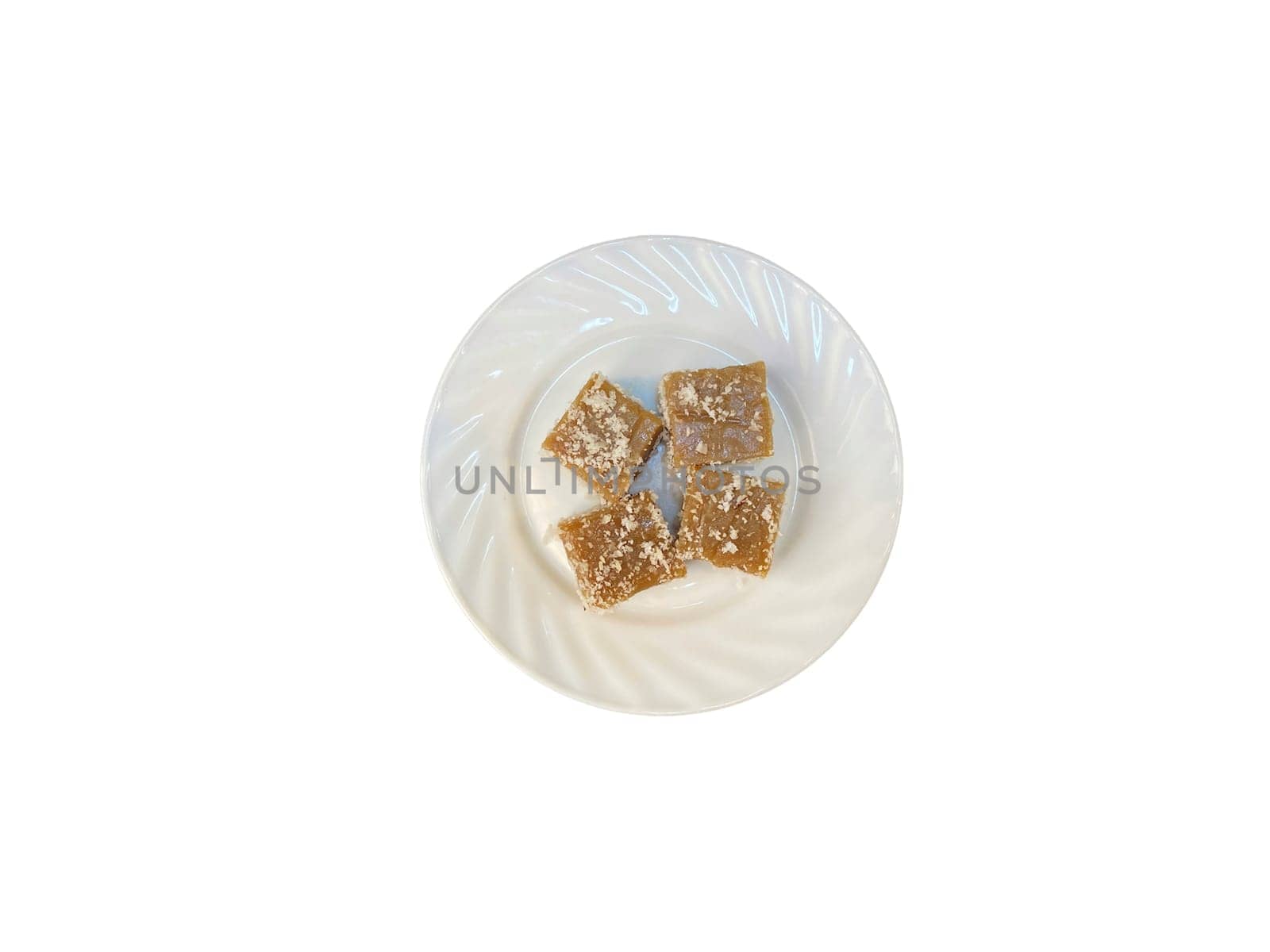 Kueh Kaswi or Kasui (palm brown sugar rice cake) on white background
