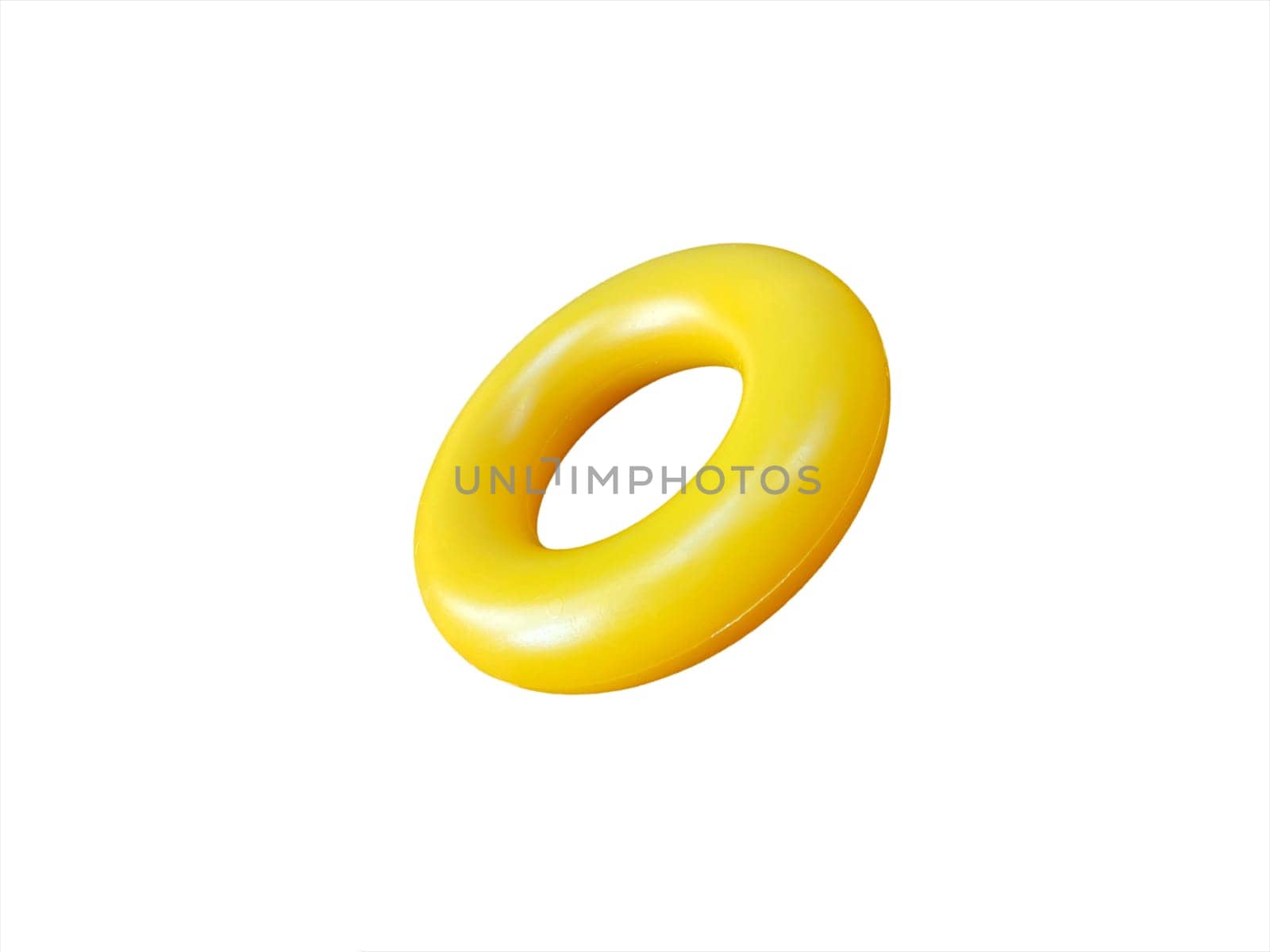 Yellow ring toy pyramid on white background