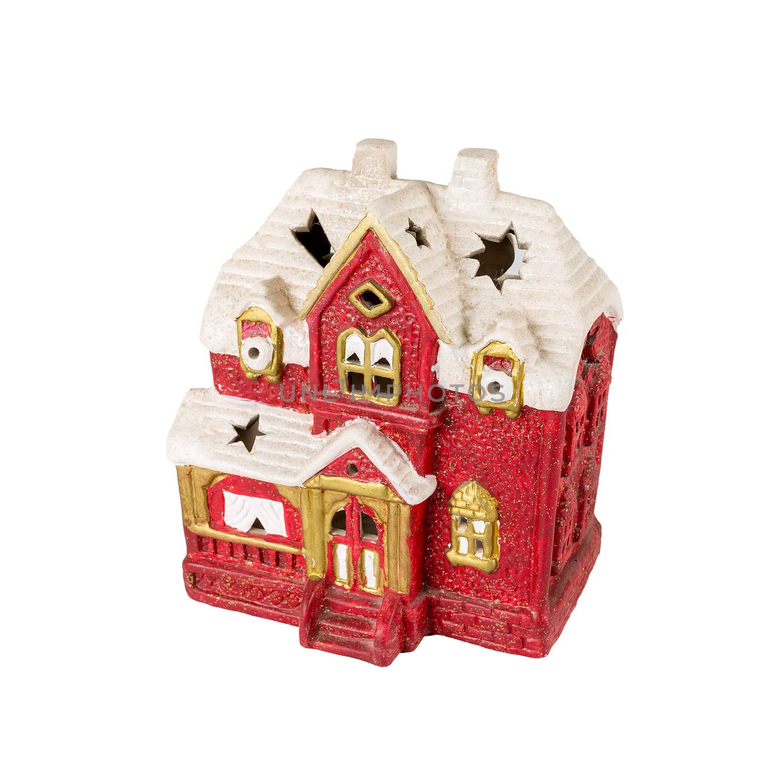 Toy house of red color isolated on a white background.
