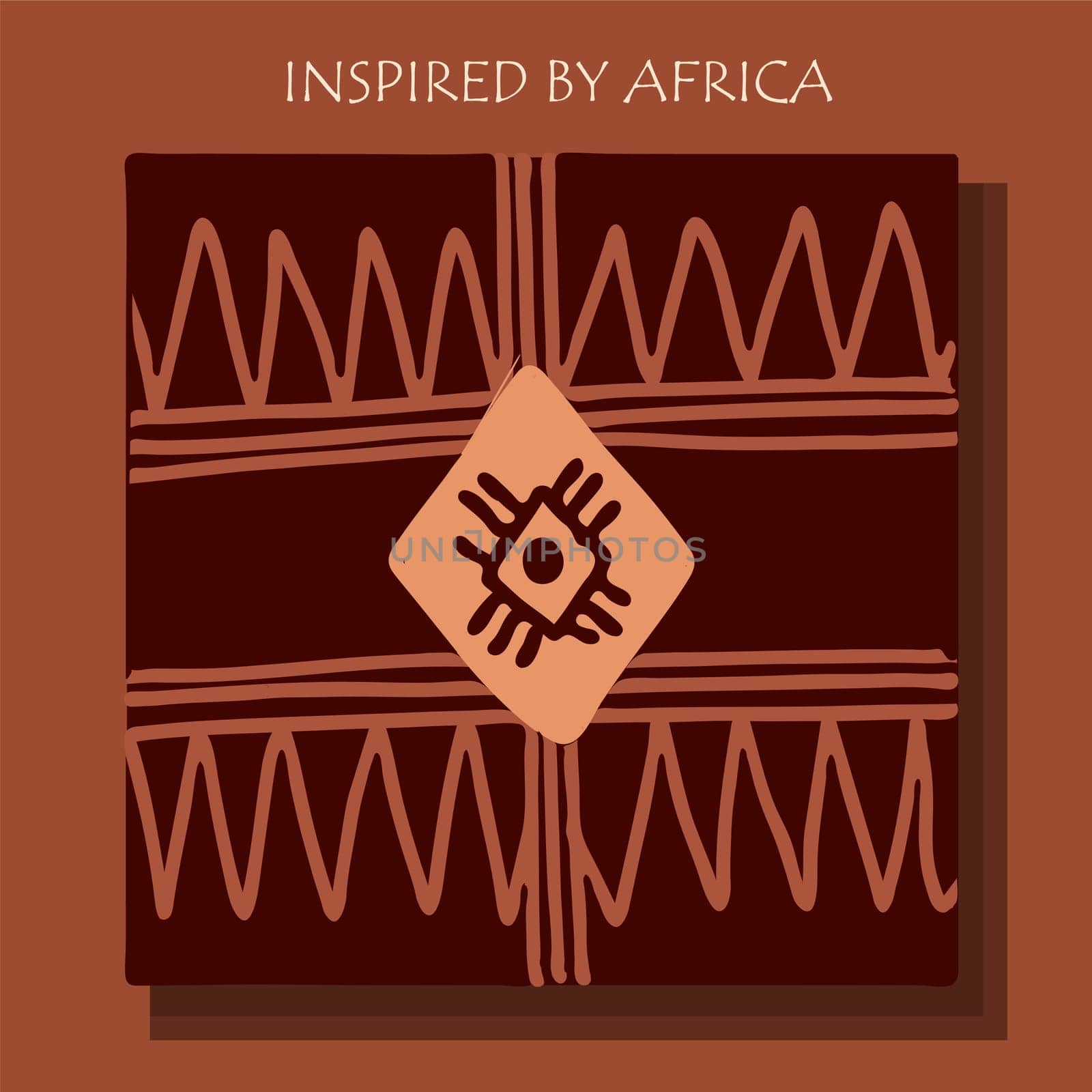 INSPIRED BY AFRICA. African background, flyer with tribal traditional pattern