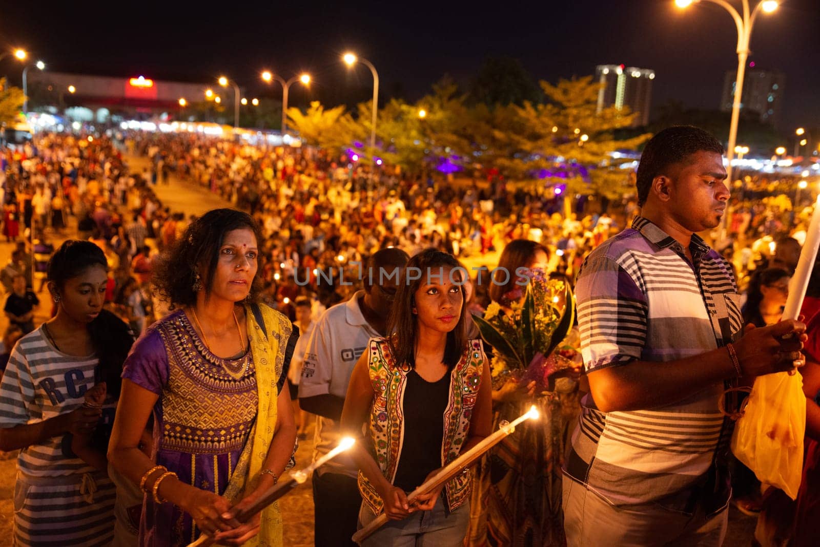 Bukit Mertajam, Penang/Malaysia - Jul 30 2016: Thousand of pilgrims lit up candle to St. Anne church.