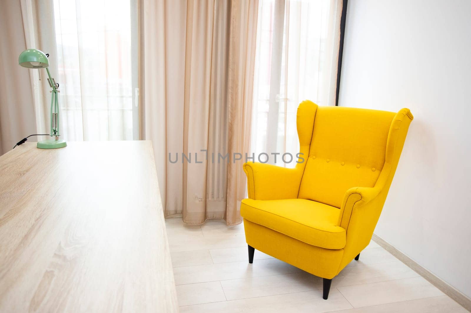 Chief executive or manager office with desk and armchairs, office interior