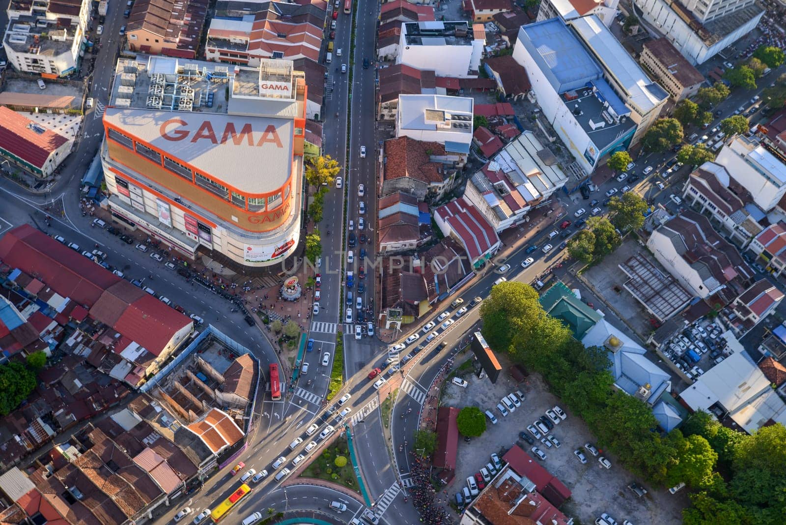 George Town, Penang/Malaysia - Jun 25 2017: Busy traffic at junction near GAMA shopping.