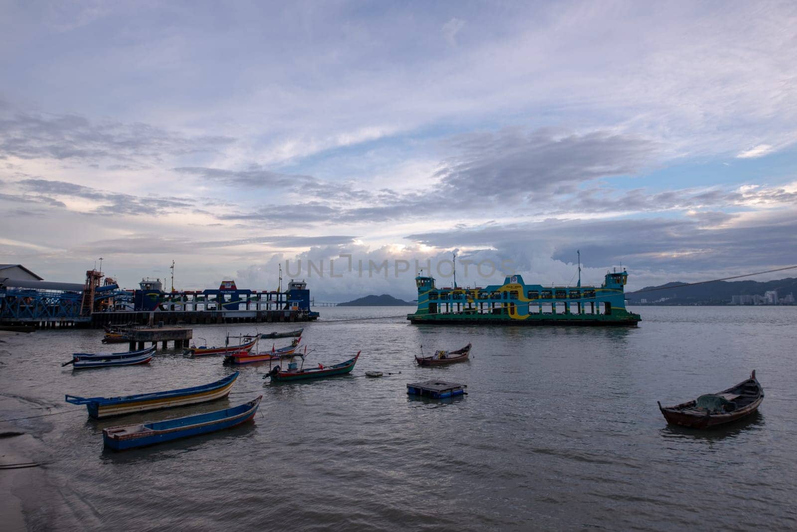 George Town, Penang/Malaysia - Jun 26 2017: Ferry arrive Butterworth jetty.