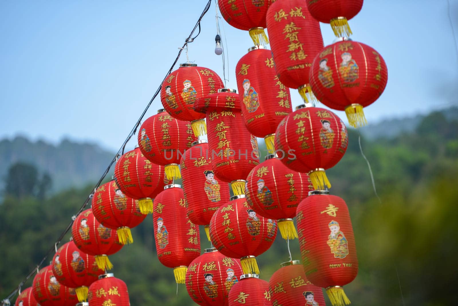 Georgetown, Penang/Malaysia - Jan 28 2018: Red lantern decorated at Kek Lok Si during chinese new year.