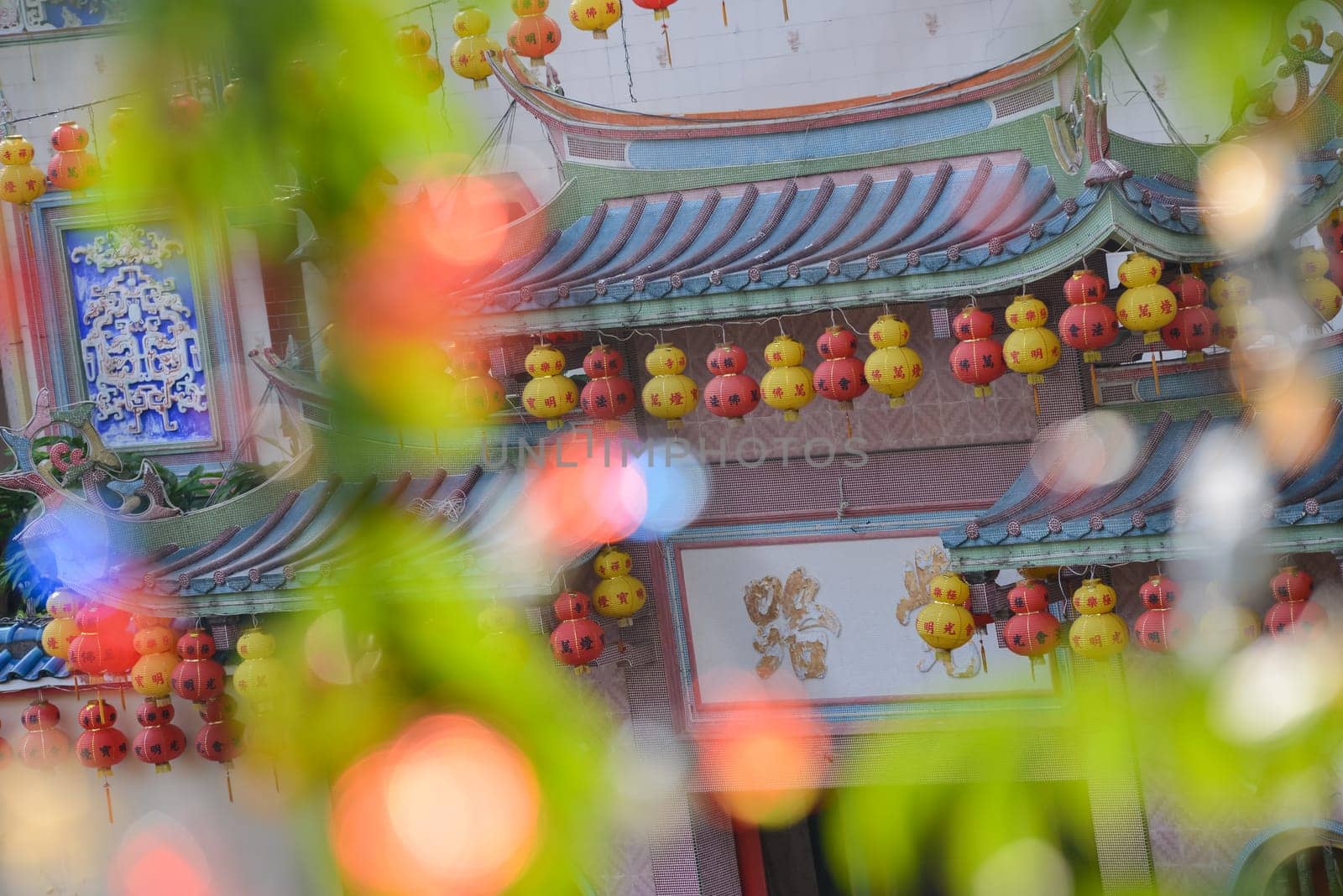 Georgetown, Penang/Malaysia - Jan 28 2018: Structure of Kek Lok Si temple with bokeh.