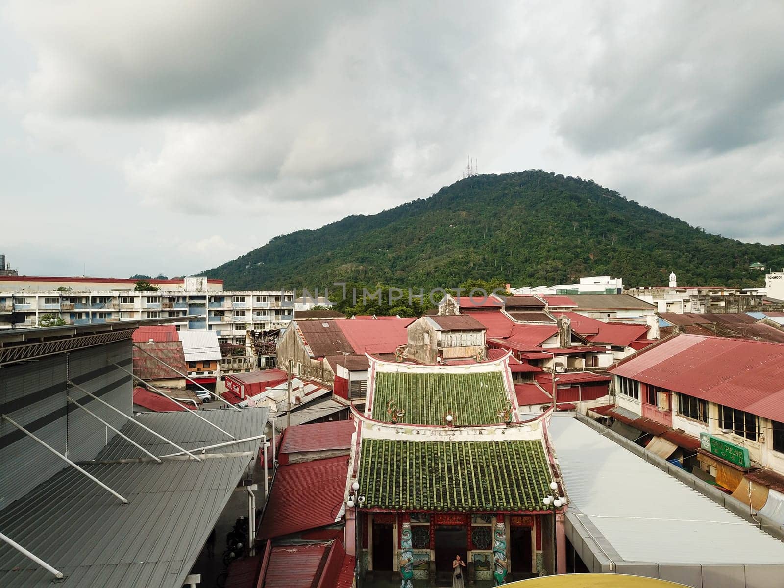 Bukit Mertajam, Penang/Malaysia - Jun 04 2019: Pek Gong Cheng temple with background BM hill.