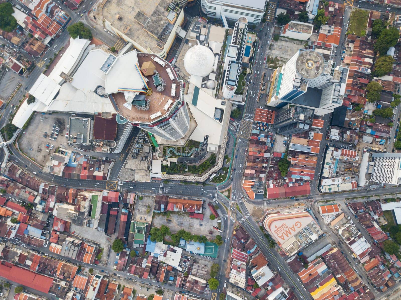George Town, Penang/Malaysia - Jul 20 2019: The Top and GAMA shooping KOMTAR near KOMTAR building.