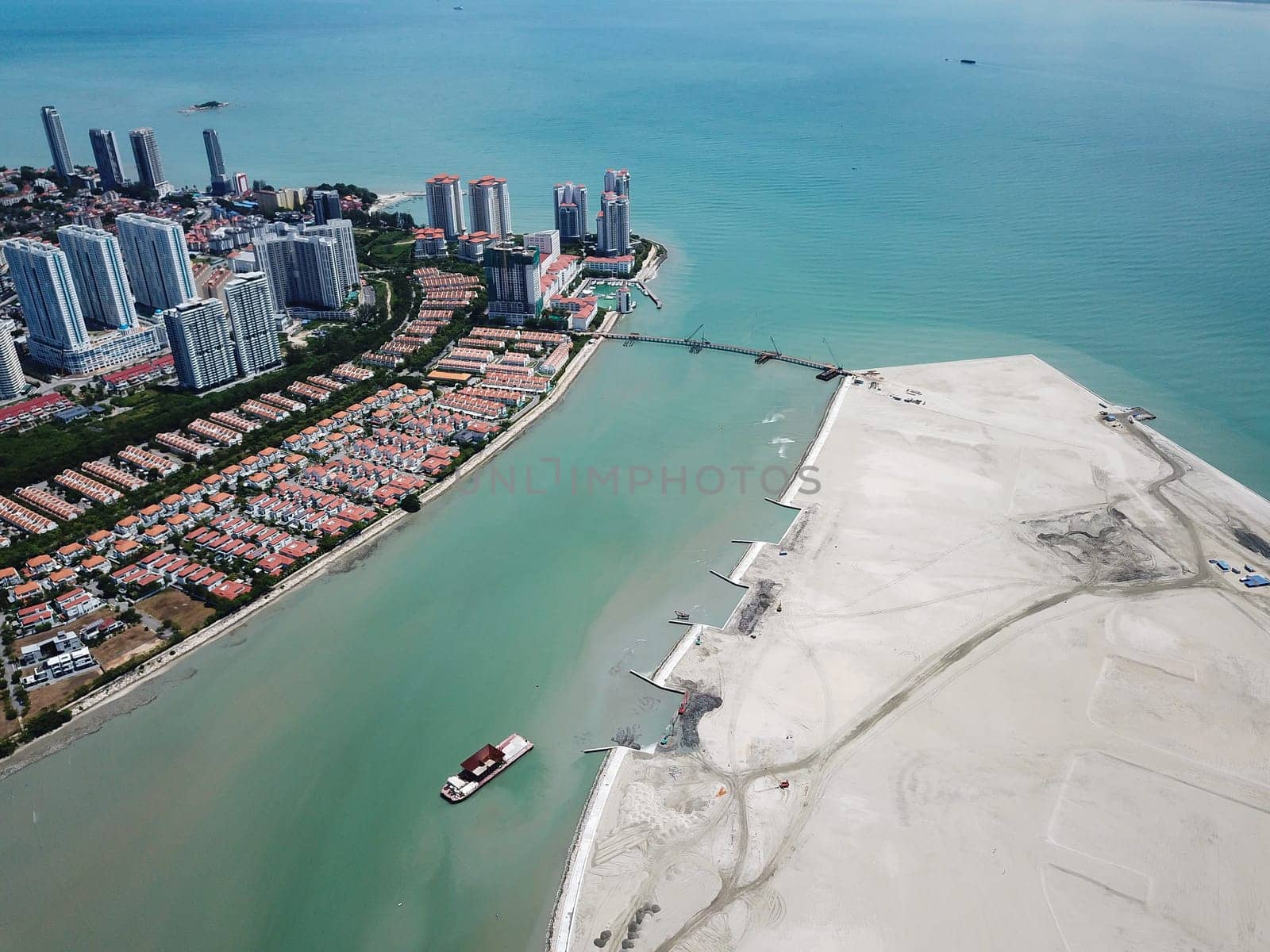 George Town, Kuala Lumpur/Malaysia - Aug 22 2019: Reclamation island near Seri Tanjung Pinang in morning.