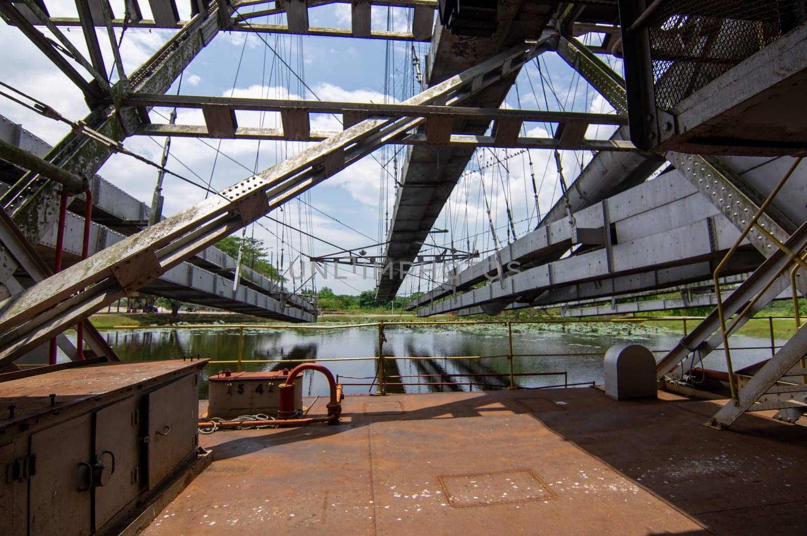 Tanjung Tualang, Perak/Malaysia - Oct 07 2019: Inner structure of tin dredge.