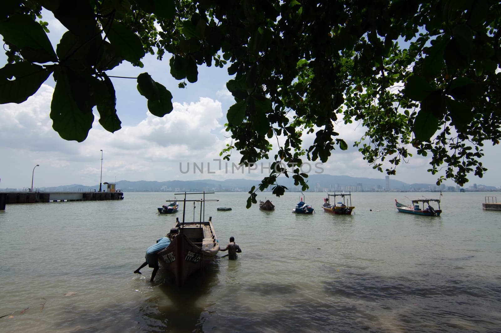 Butterworth, Penang/Malaysia - Oct 12 2019: Fisherman in prepare to sea.