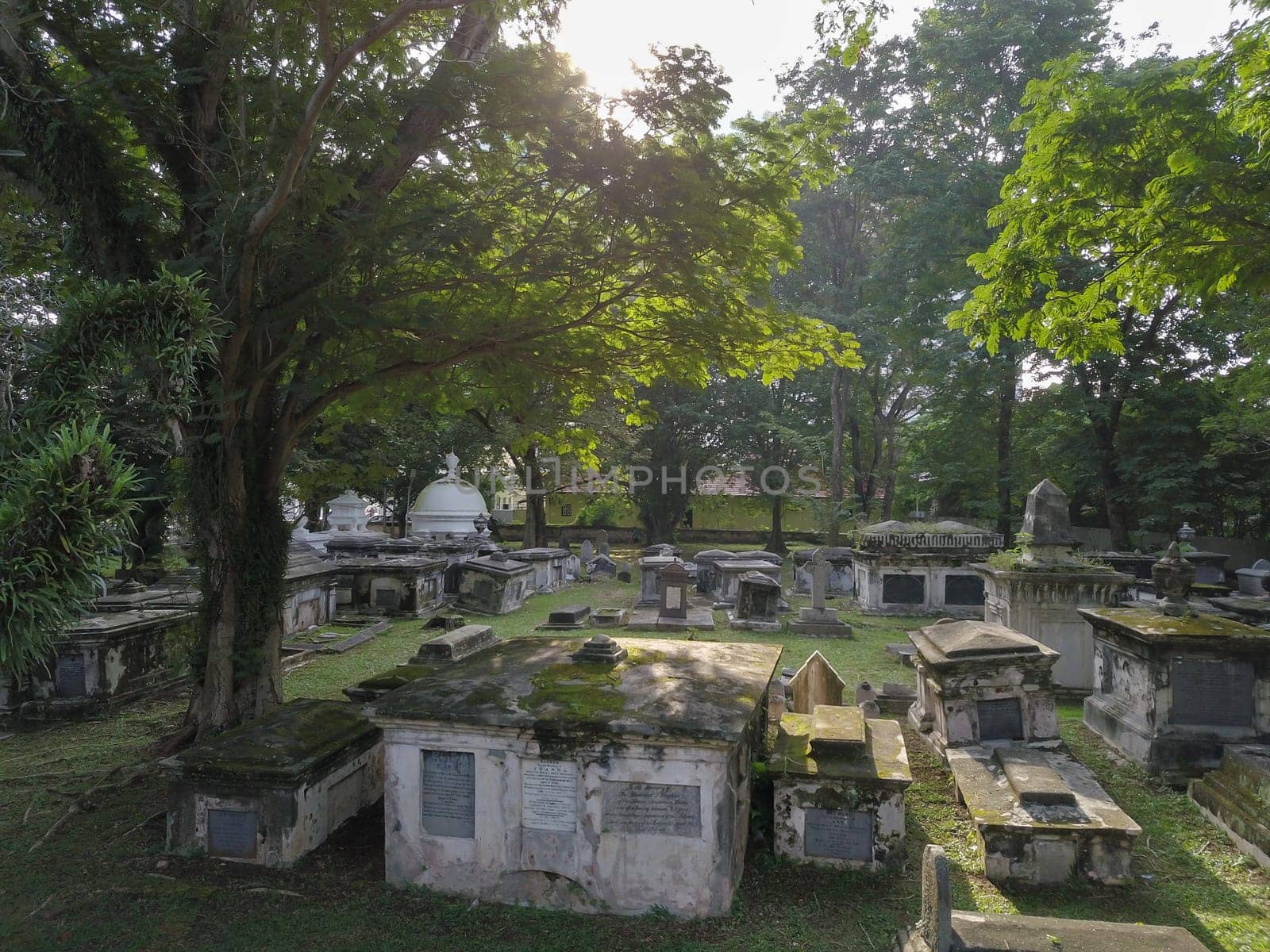 George Town, Penang/Malaysia - Nov 15 2019: Protestant cemetery in morning.