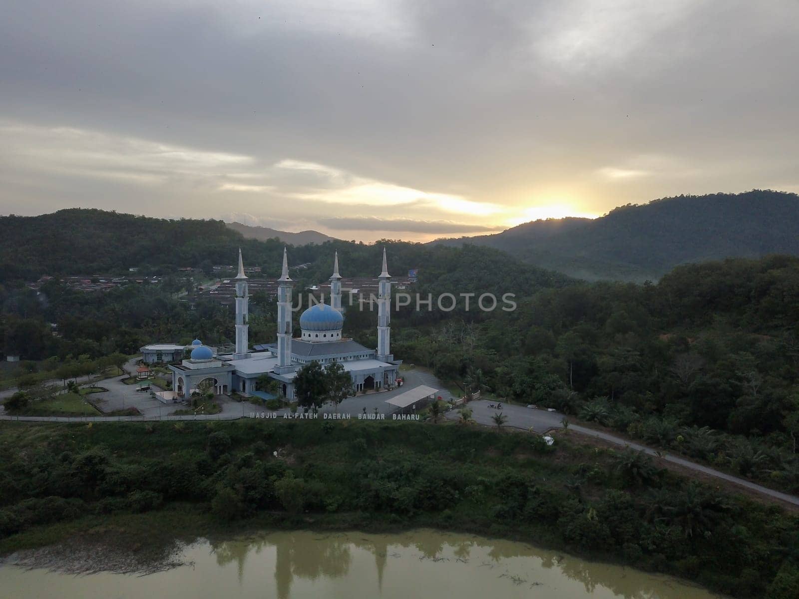Serdang, Kedah/Malaysia - Nov 04 2019: Drone view Masjid Sultan Muhammad Al-Fateh.