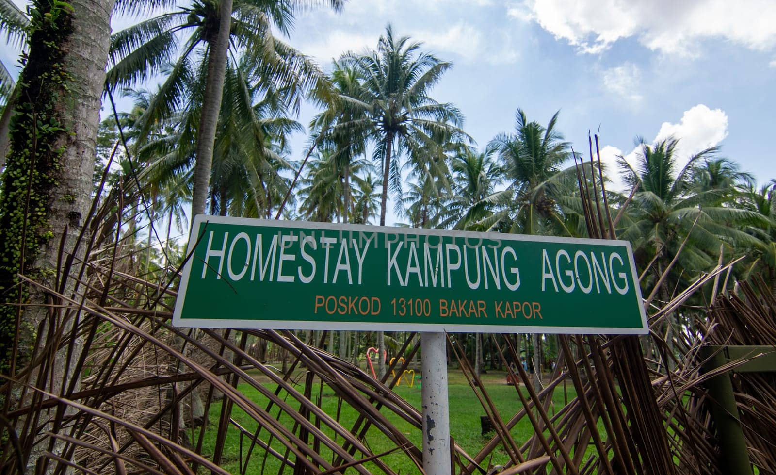 Penaga, Penang/Malaysia - Oct 27 2019: Signboard homestay Kampung Agong.