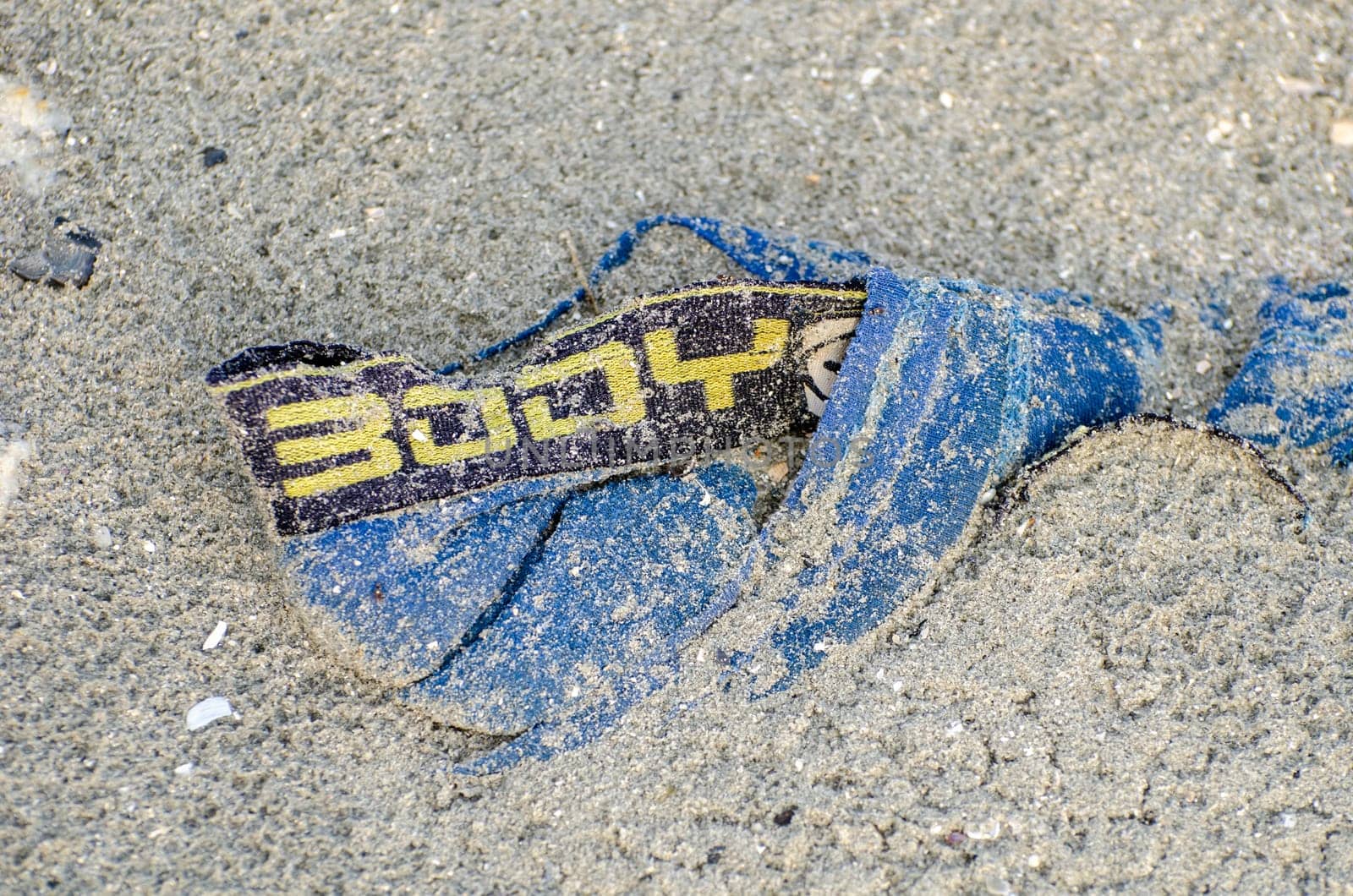 Batu Maung, Penang/Malaysia - Dec 30 2019: Body Glove underwear as rubbish at beach.