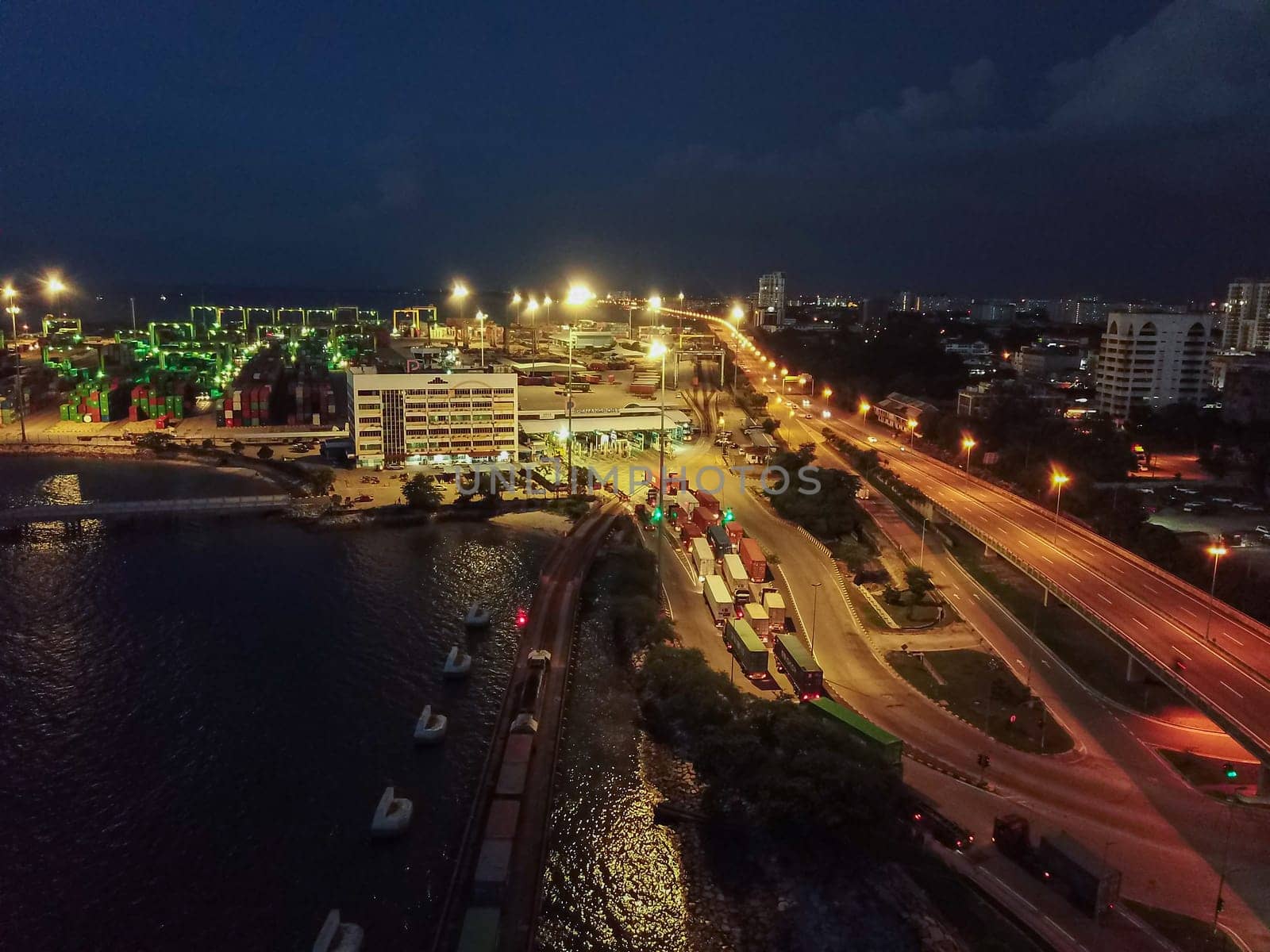 Butterworth, Penang/Malaysia - Nov 06 2019: Penang Port in dusk hour.