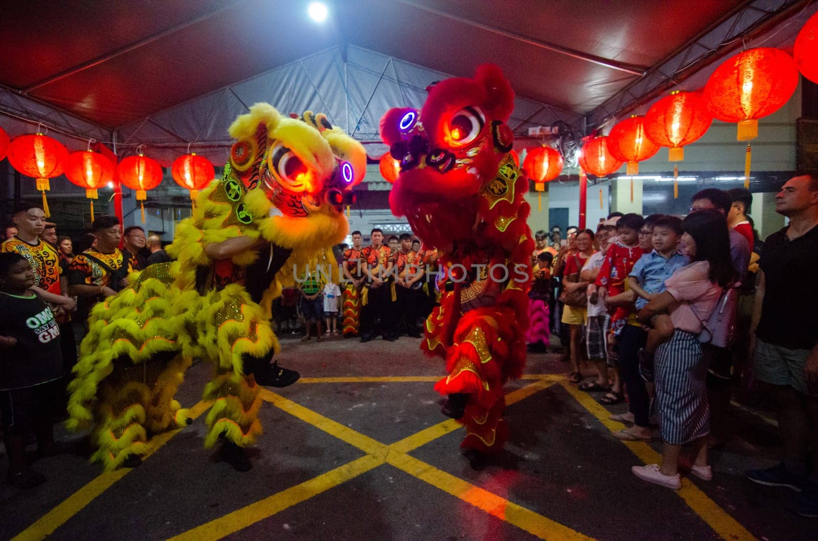 Georgetown, Penang/Malaysia - Jan 24 2020: Lion dance during chinese new year.