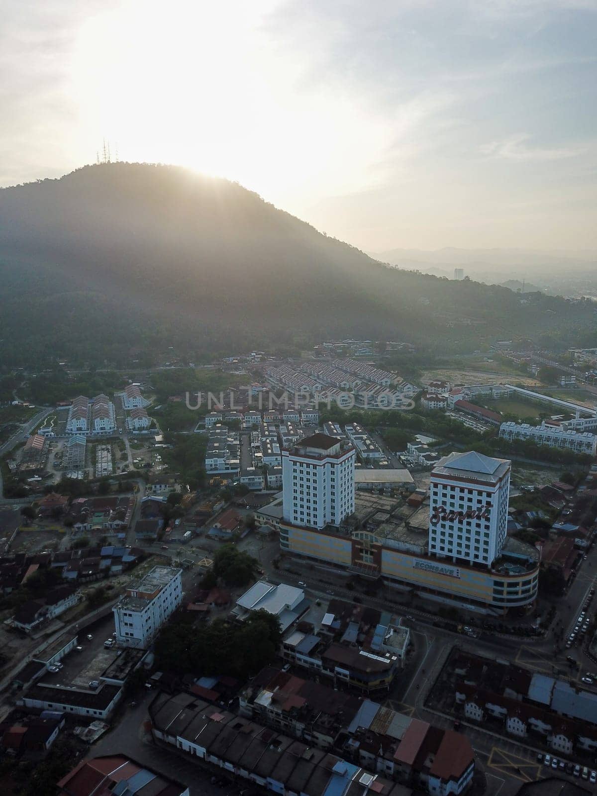 Bukit Mertajam, Penang/Malaysia - Feb 27 2020: Sunrise view at Summit BM Plaza.