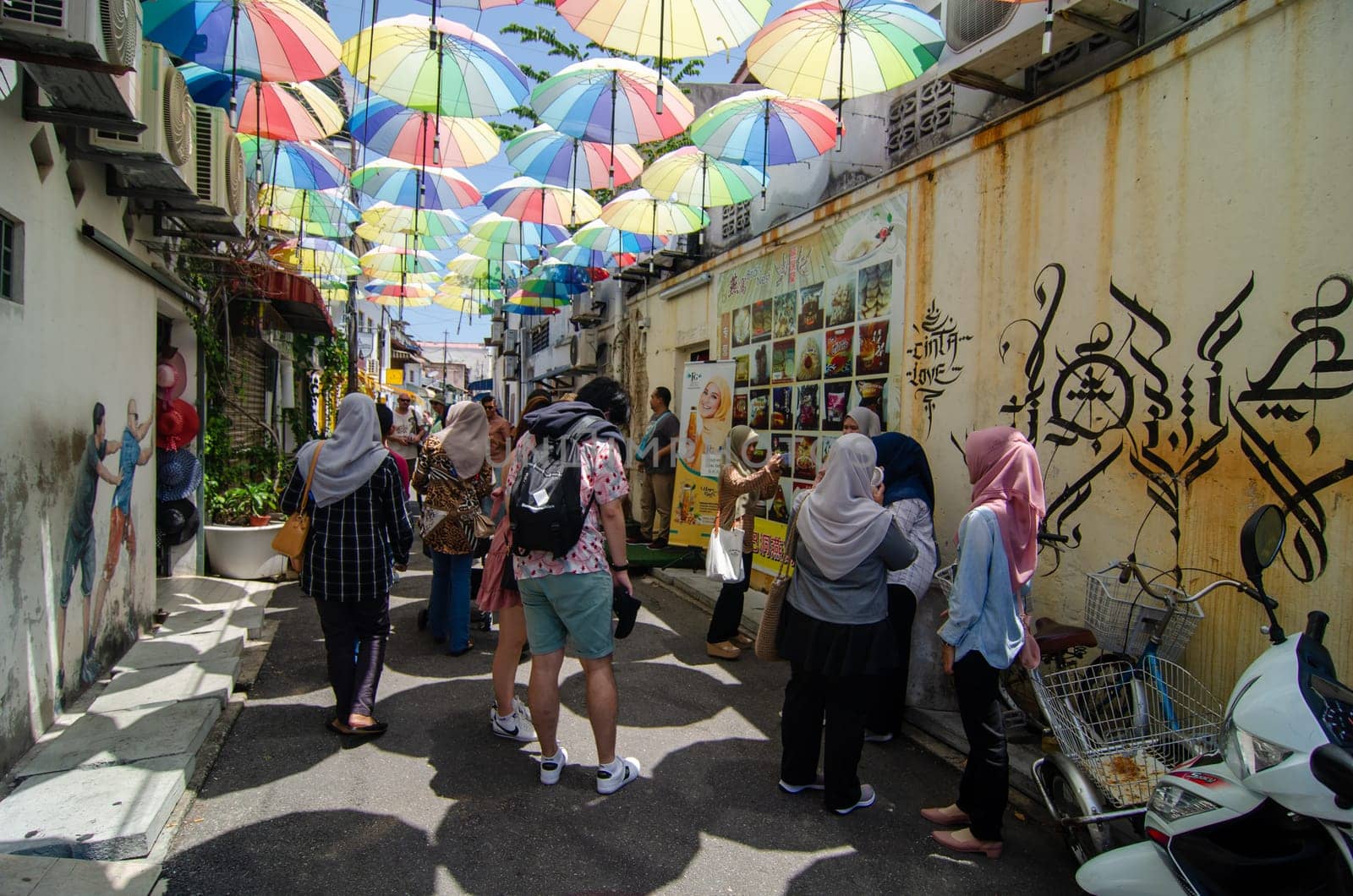 Georgetown, Penang/Malaysia - Feb 27 2020: Umbrella alley during afternoon.