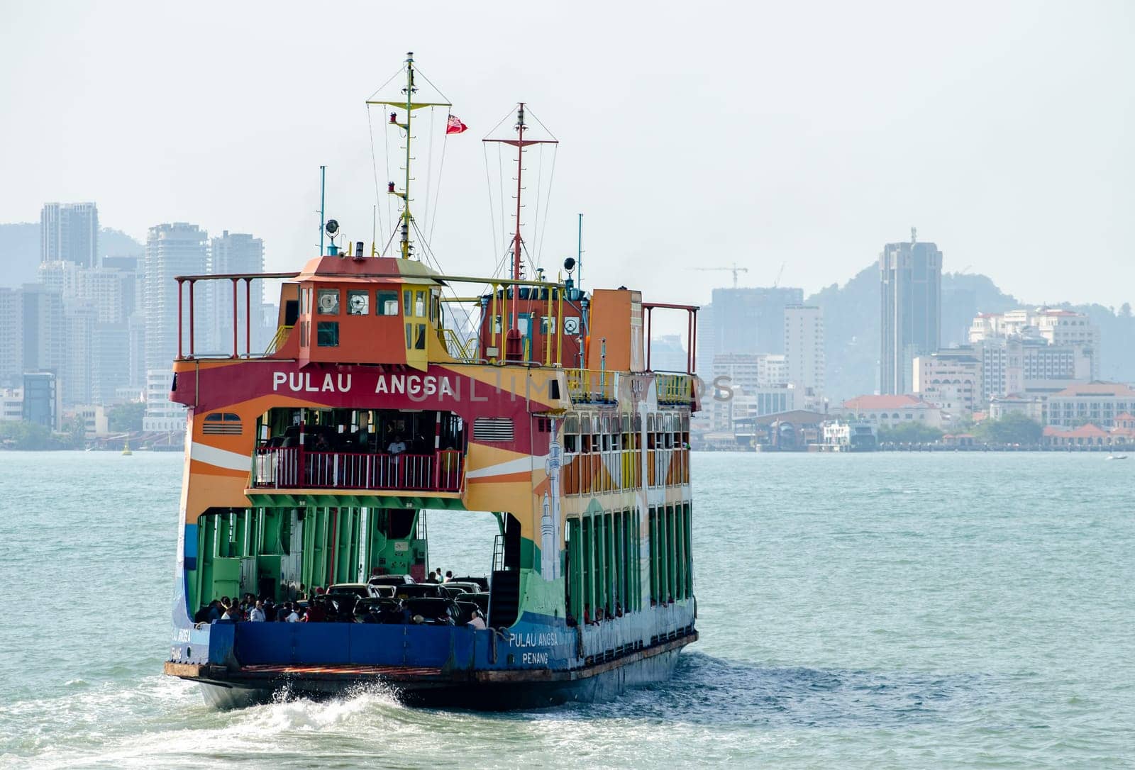 Butterworth, Penang/Malaysia - Feb 27 2020: Penang ferry at sea.